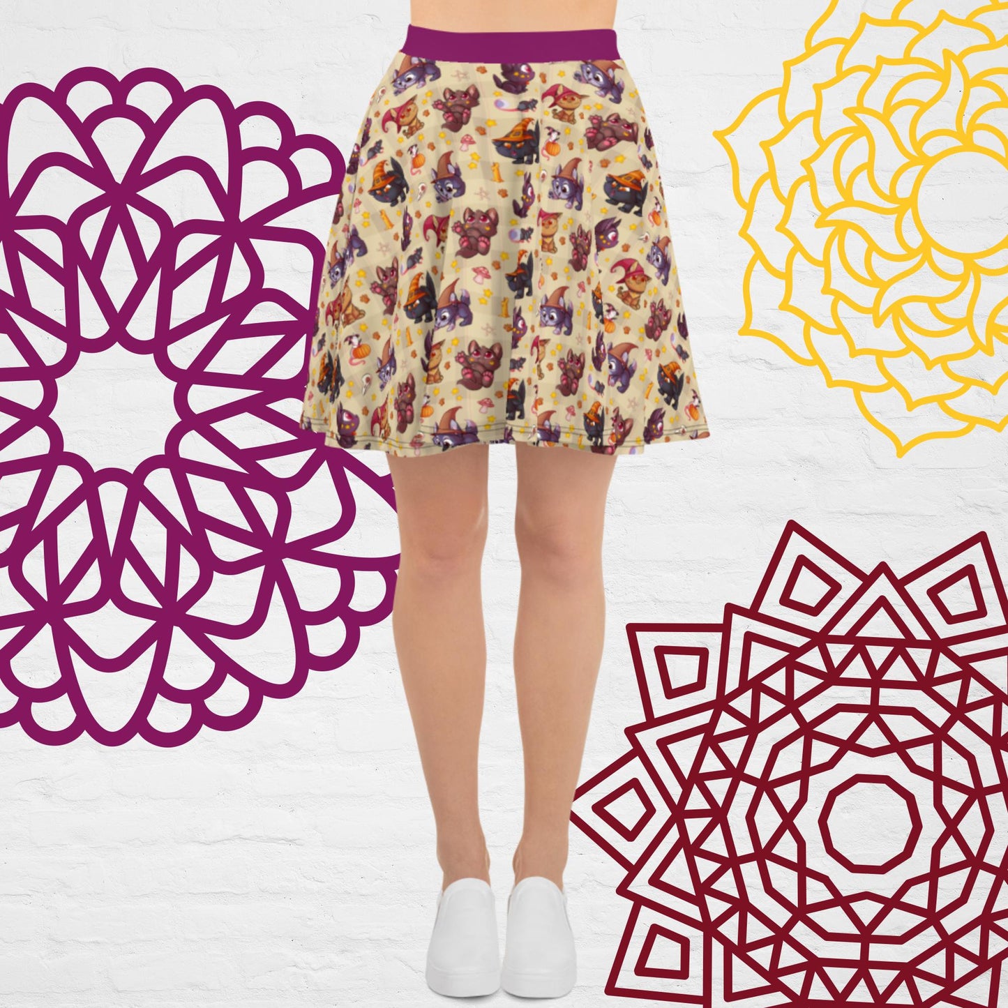 Witchy Kittens All-Over Print Skater Skirt