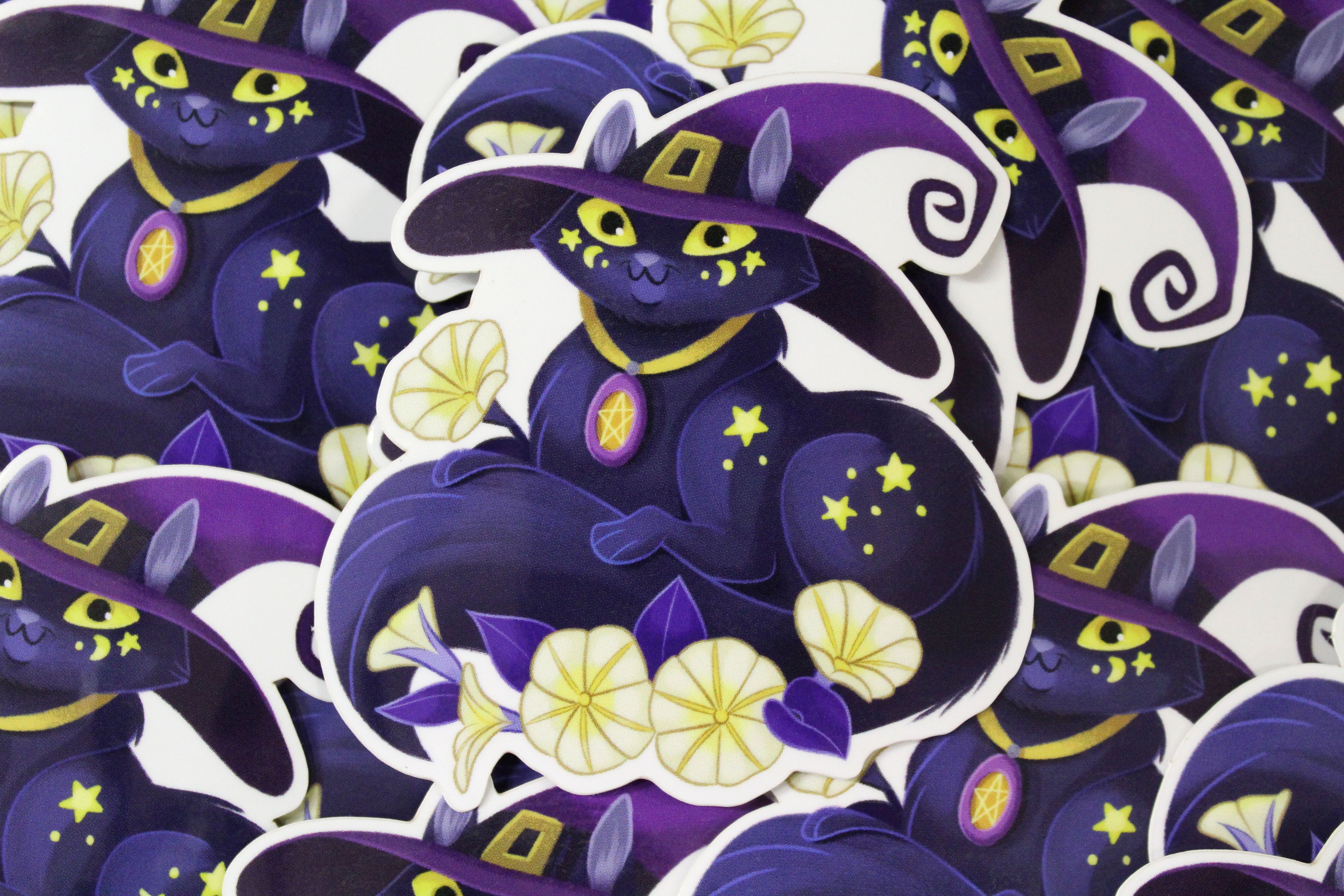 Witch Kitty Glossy Vinyl Sickers