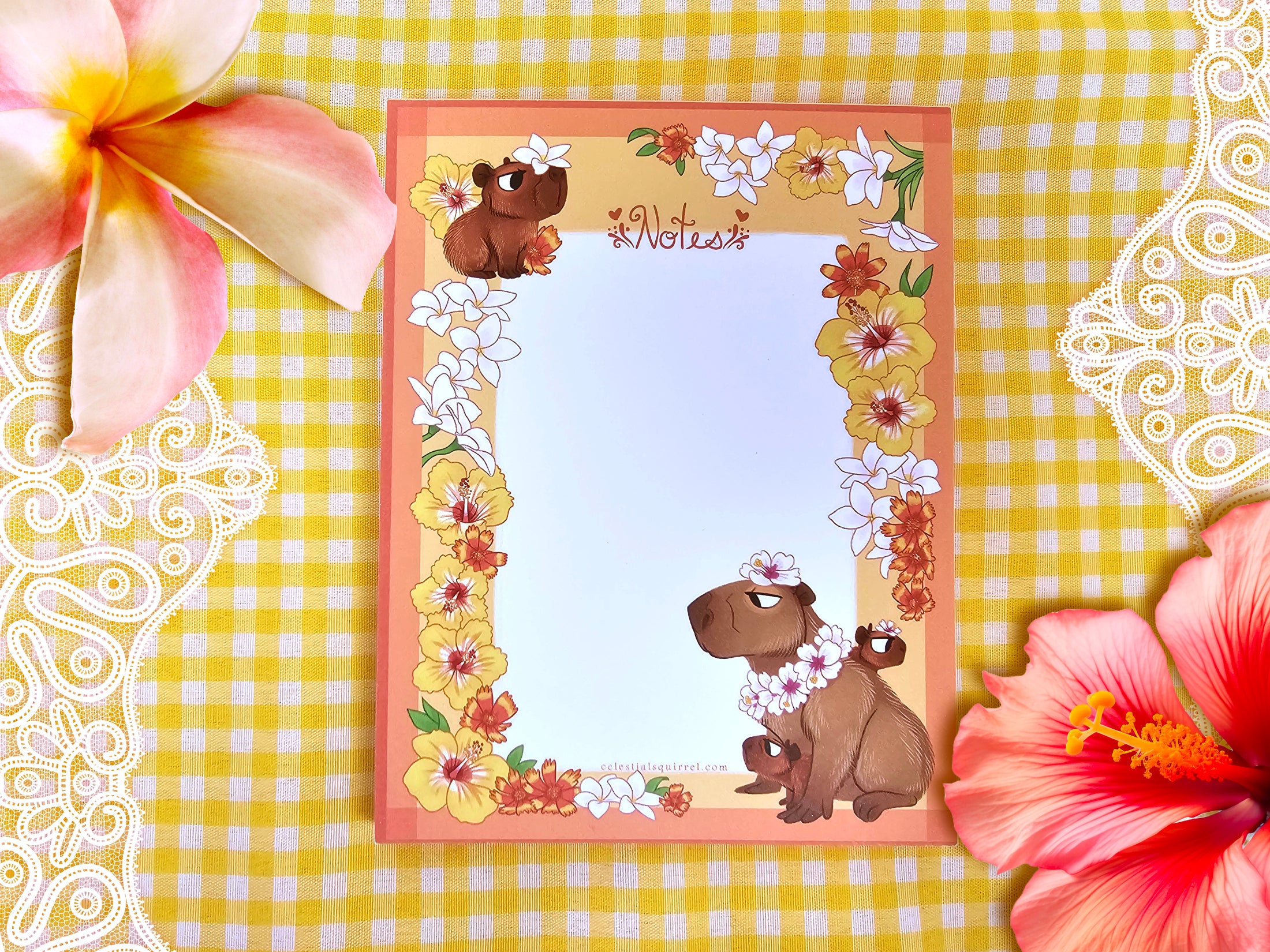 Tropical Capybaras - Mom and Babies 5.5"x4.25" Notepad