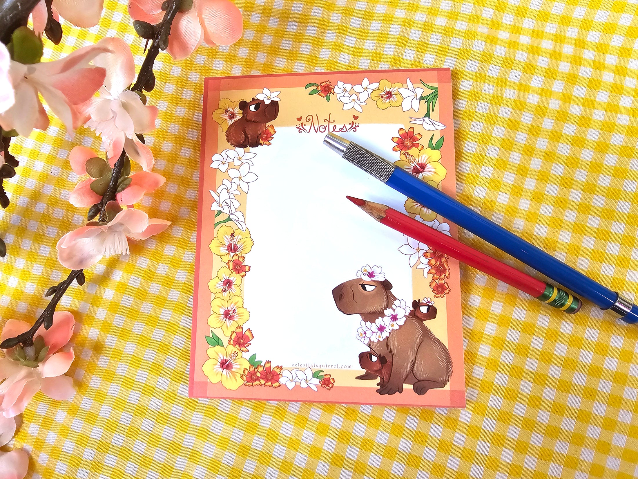 Tropical Capybaras - Mom and Babies 5.5"x4.25" Notepad