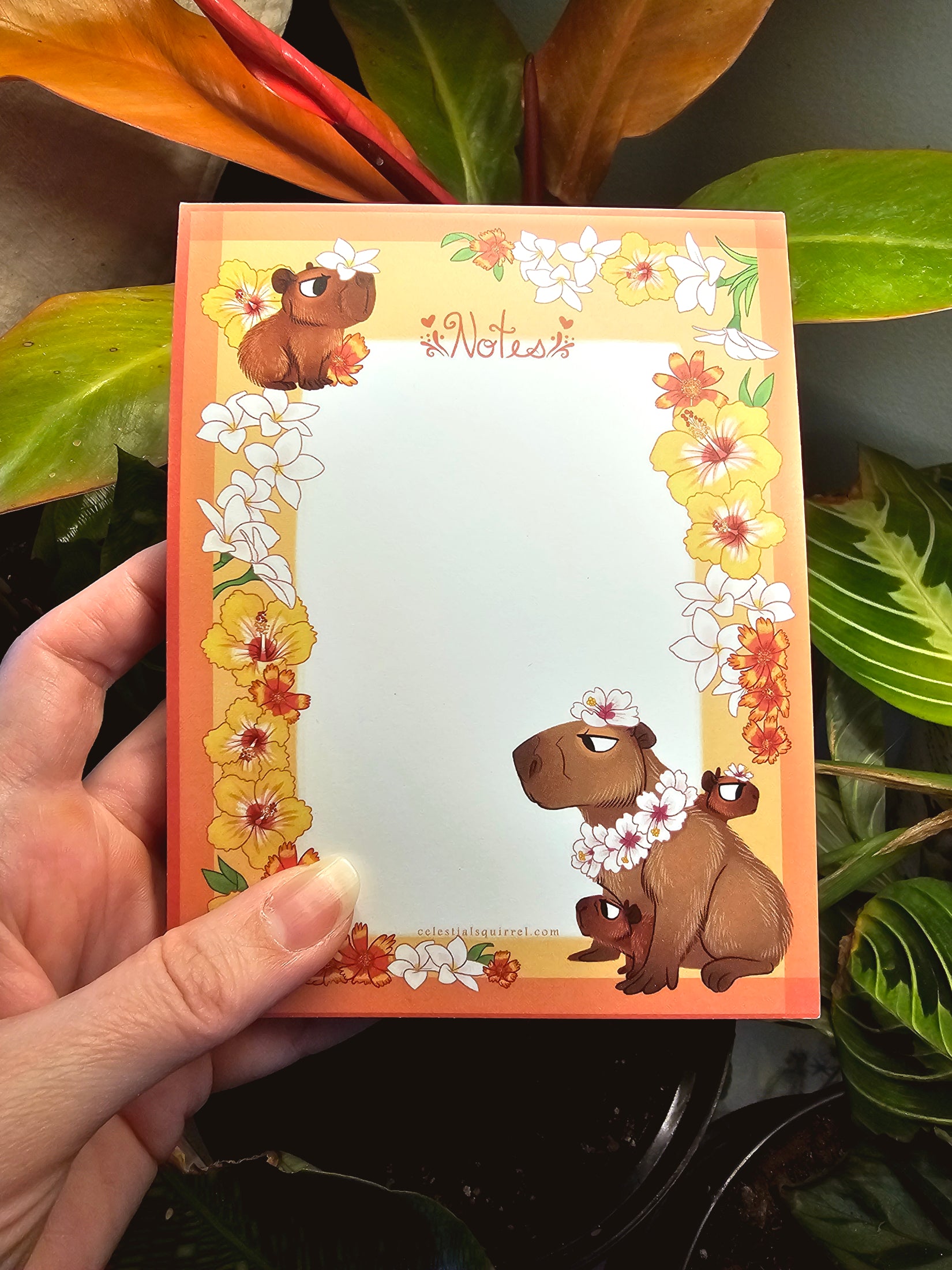 Tropical Capybaras - Mom and Babies 5.5"x4.25" Notepad