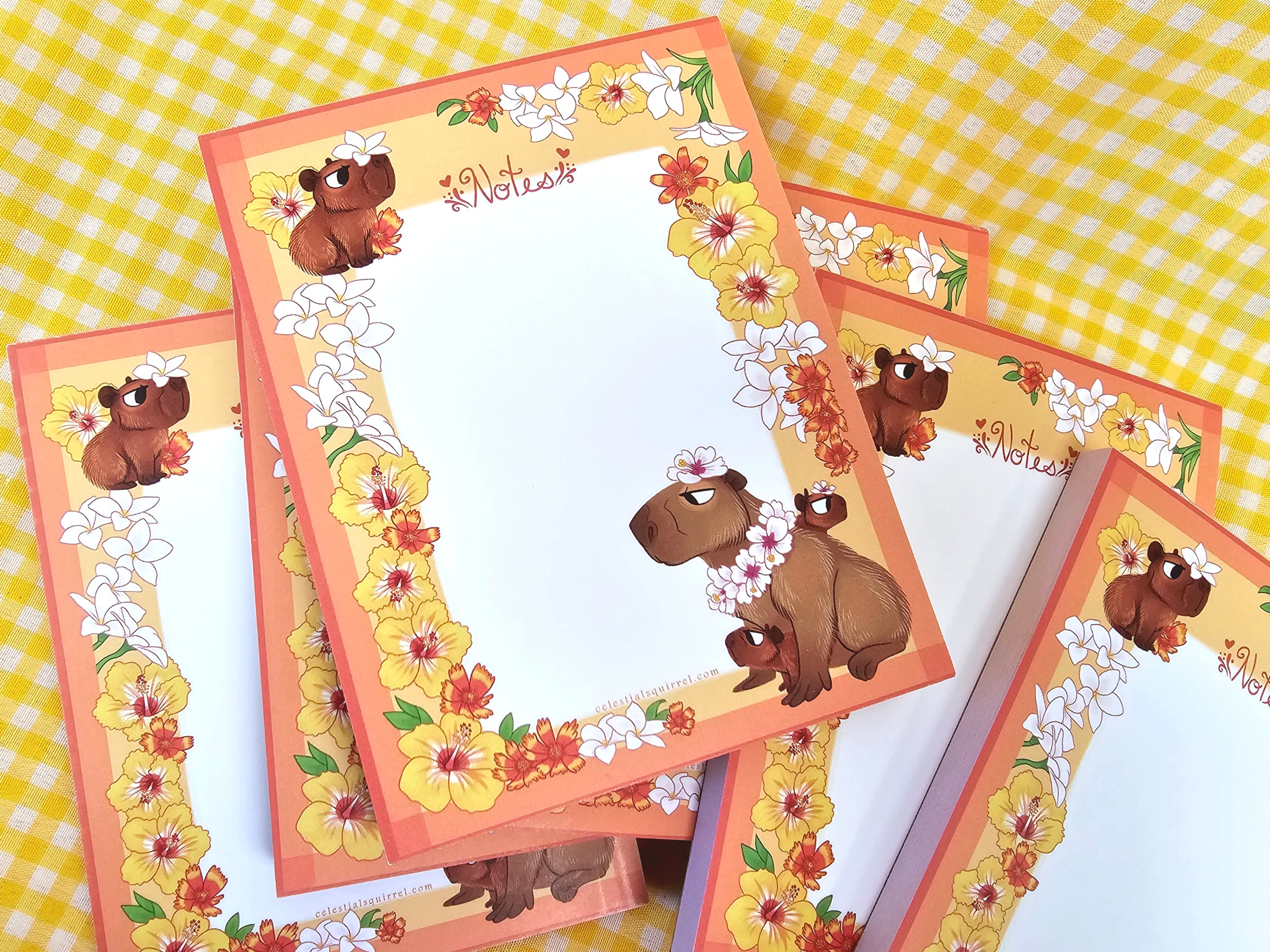 Tropical Capybaras - Mom and Babies 5.5"x4.25" Notepad