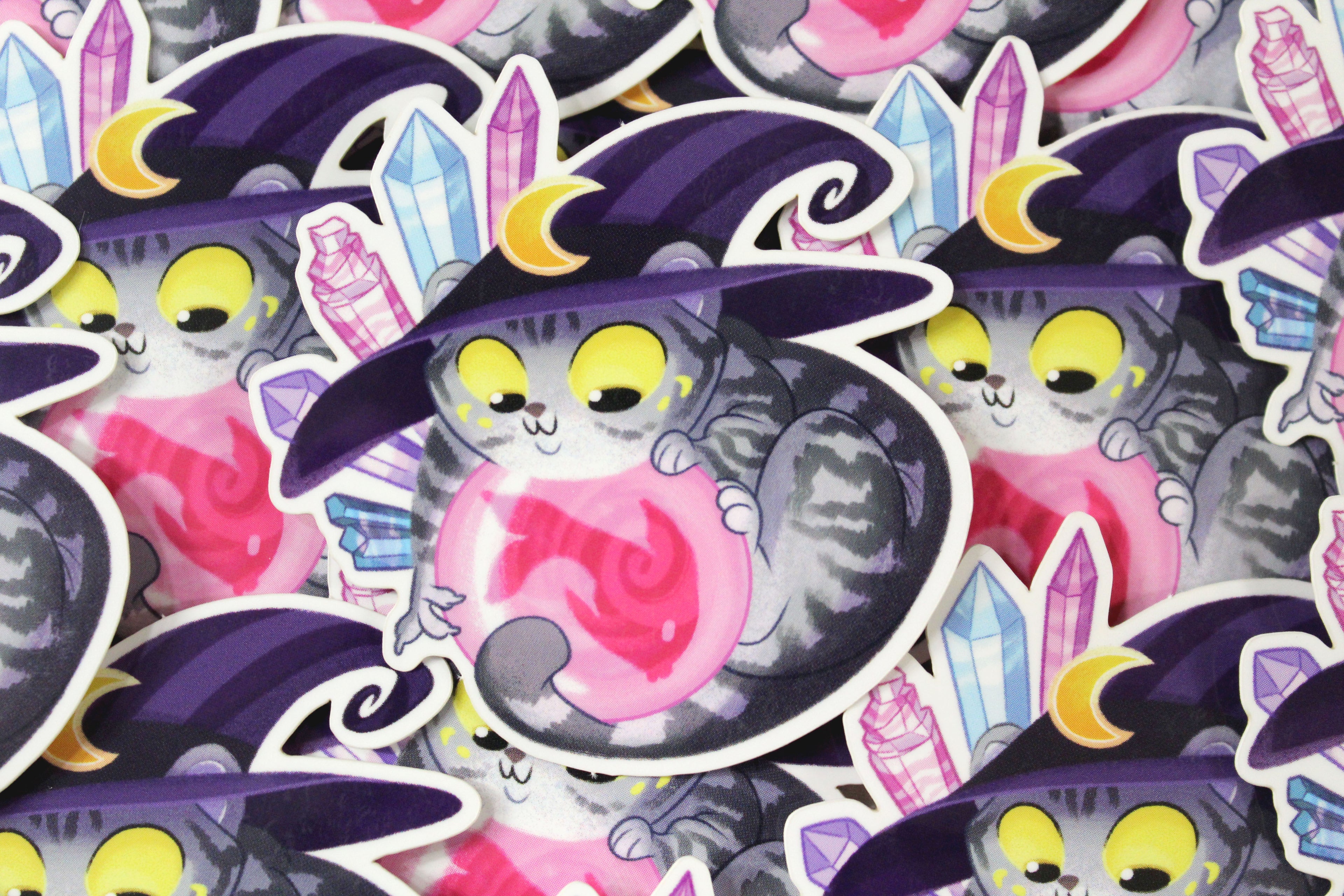 Witch Kitty Glossy Vinyl Sickers
