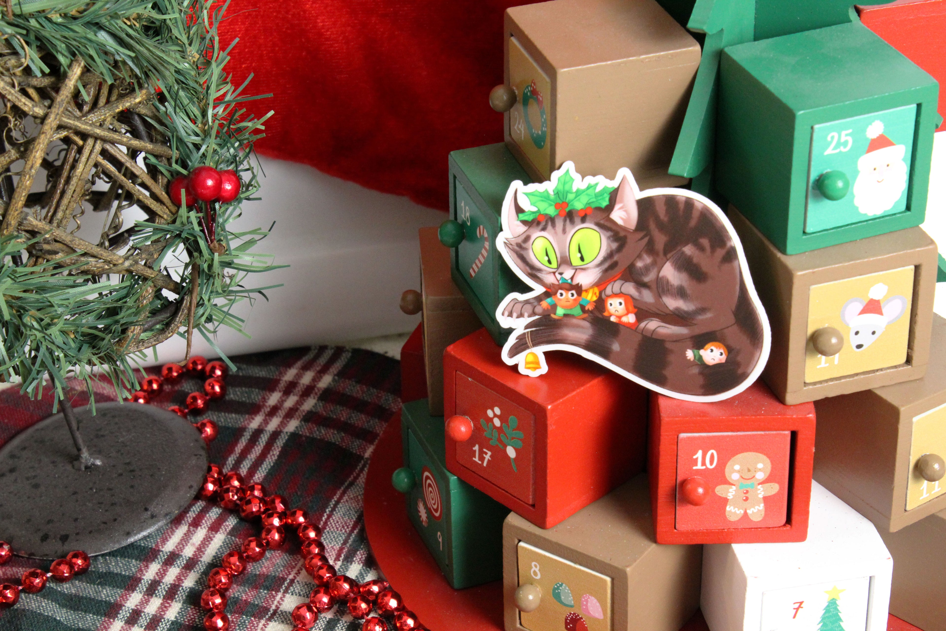 Krampus and Yule Cat Matte Vinyl Stickers