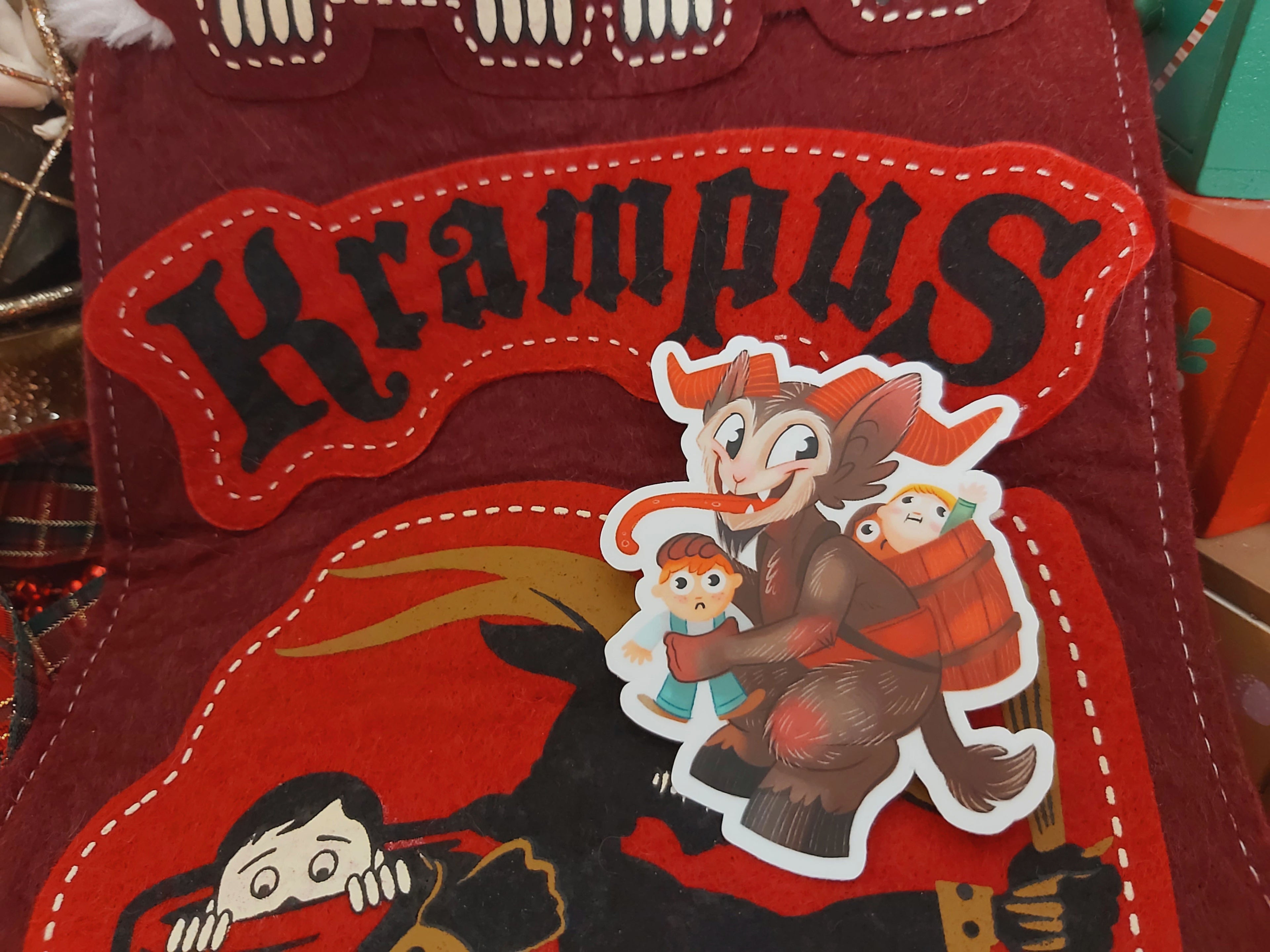Krampus and Yule Cat Matte Vinyl Stickers