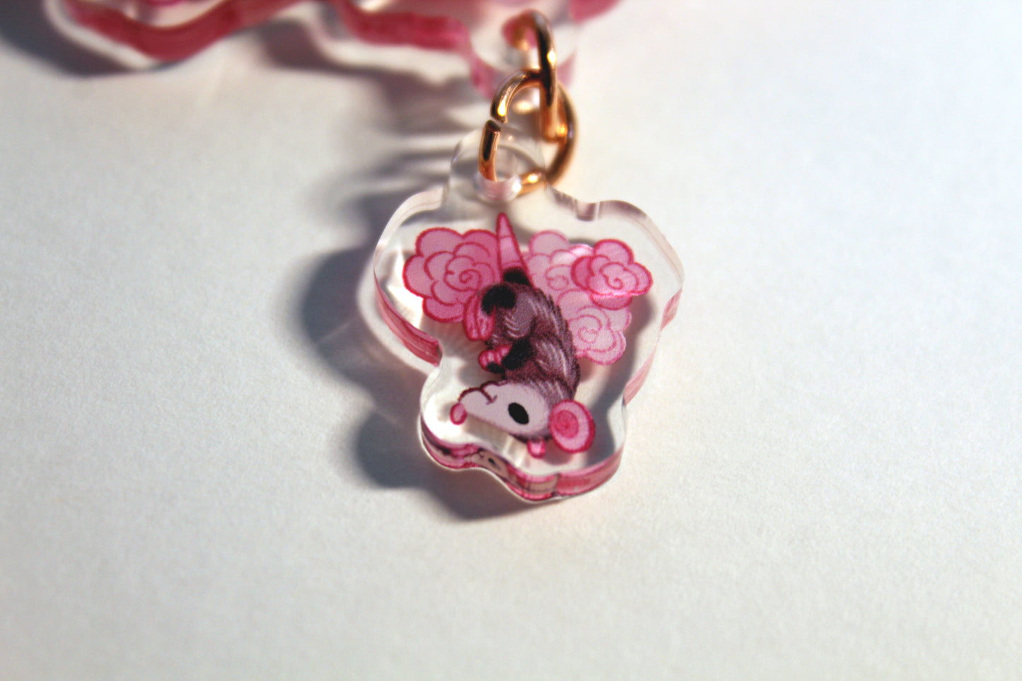 Opossum Mom Double-Sided Acrylic Keychain With Connector Charm