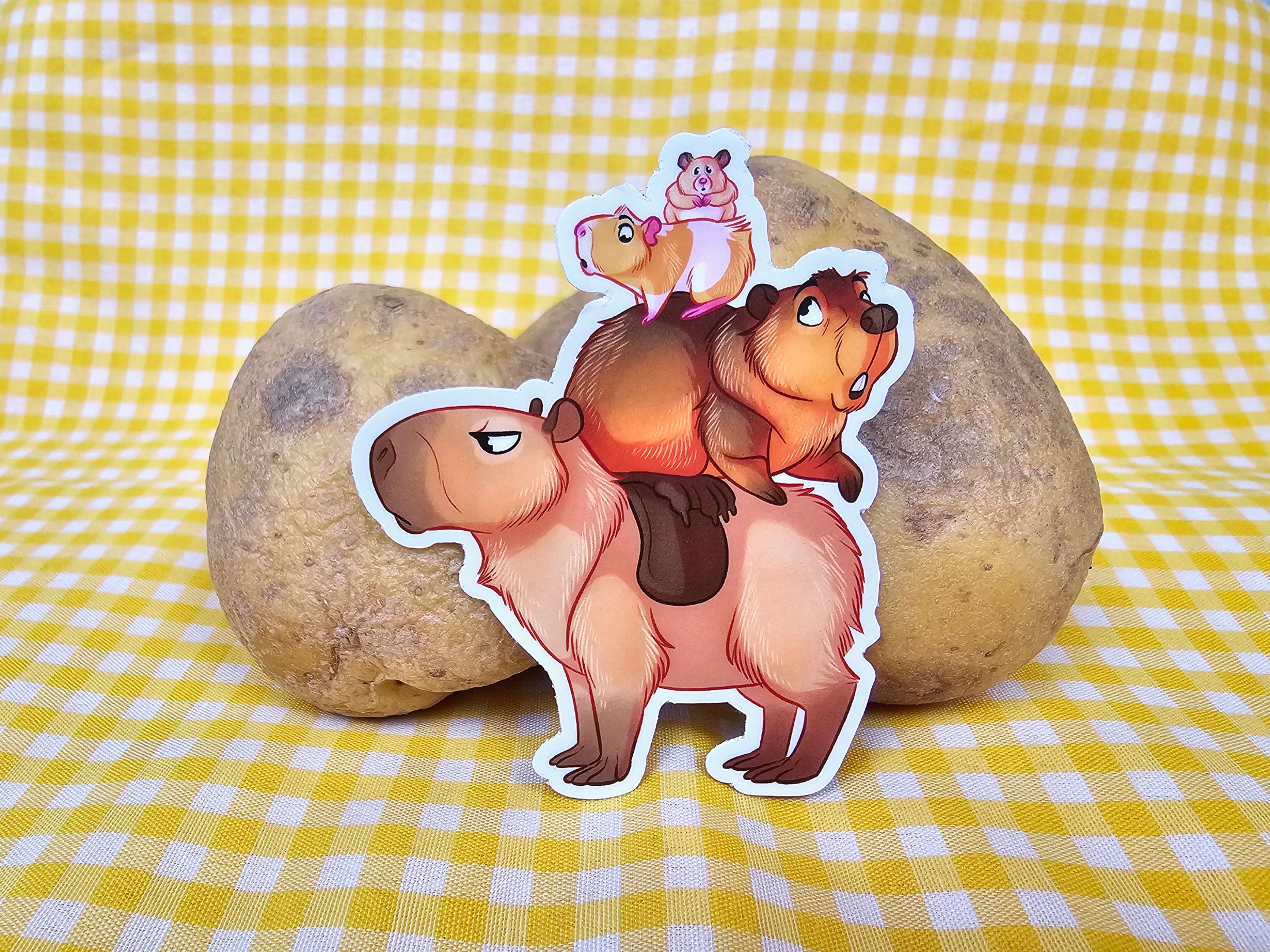 Tower of Potato Rodents Vinyl Sticker - Capybara, Beaver, Guinea Pig, and Hamster