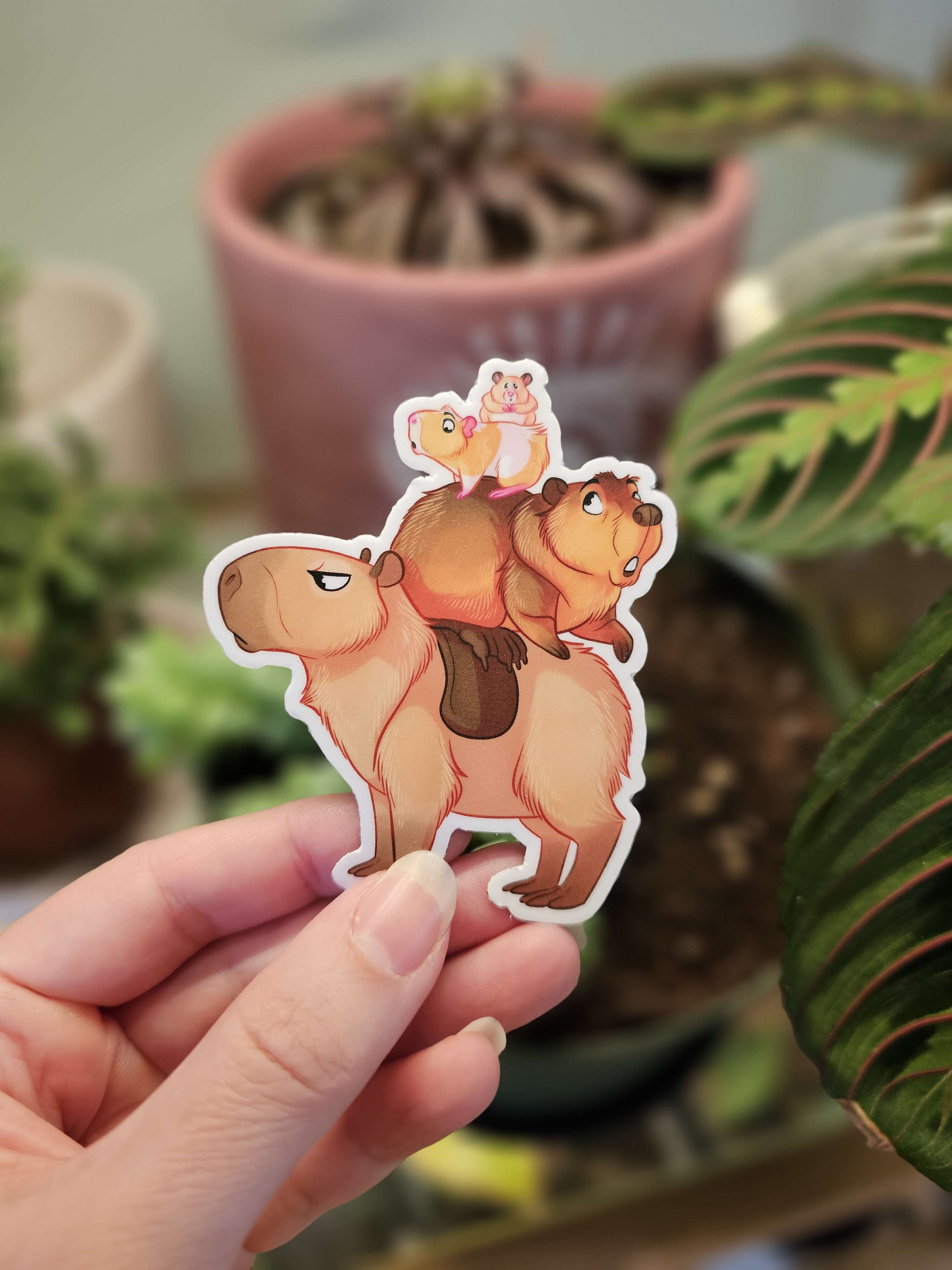 Tower of Potato Rodents Vinyl Sticker - Capybara, Beaver, Guinea Pig, and Hamster