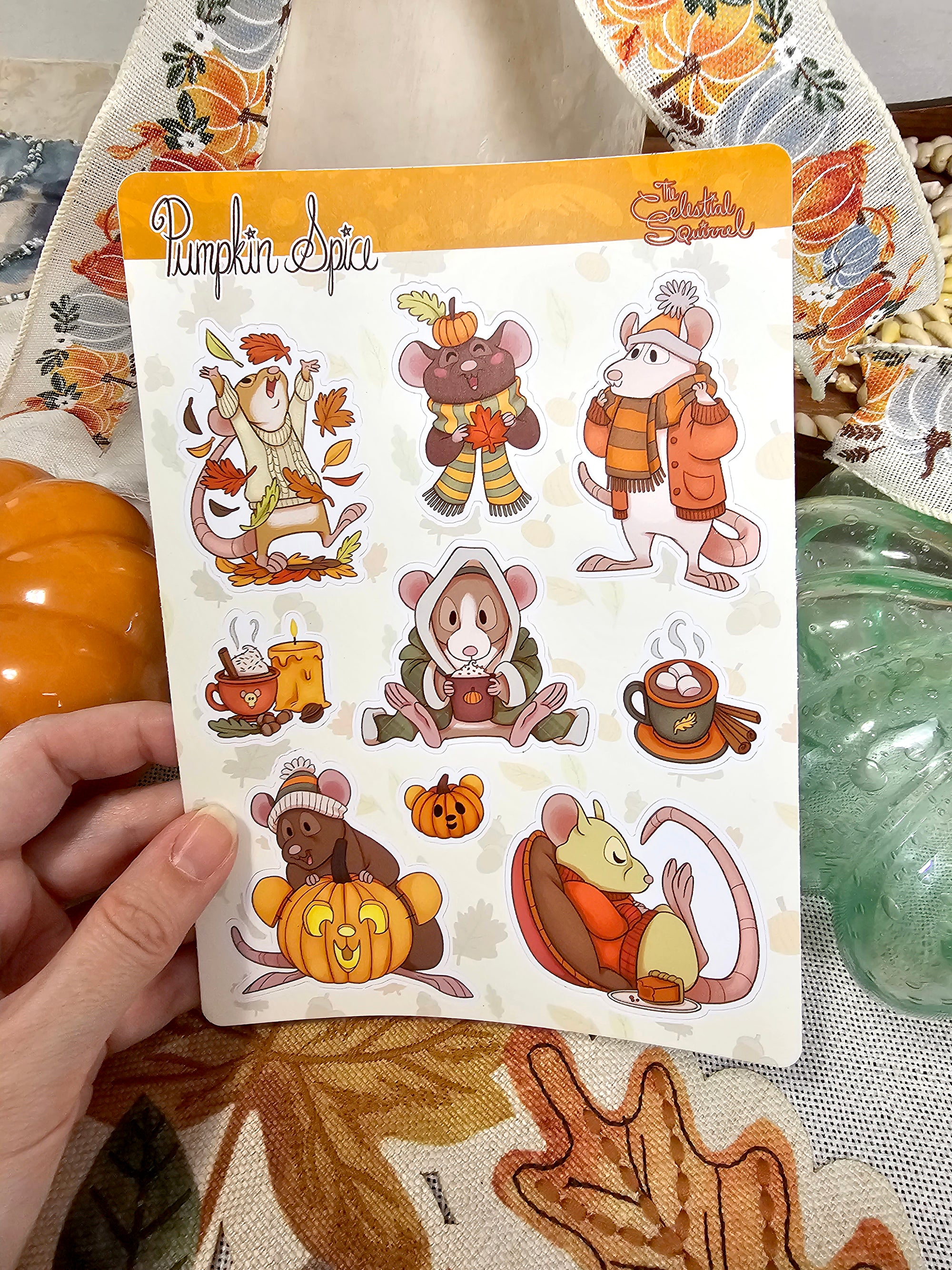 Pumpkin Spice Rats Vinyl Sticker Sheet