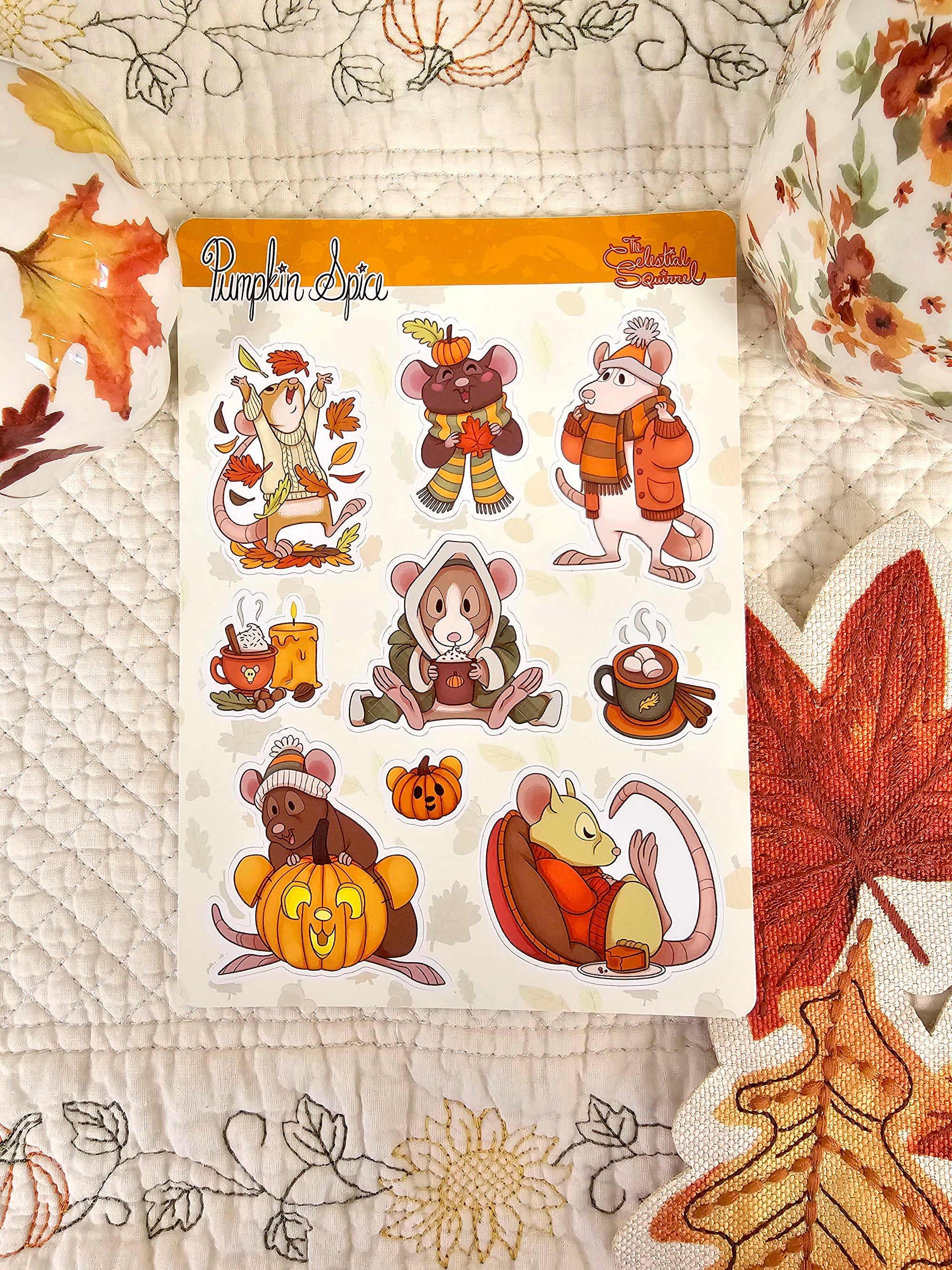 Pumpkin Spice Rats Vinyl Sticker Sheet