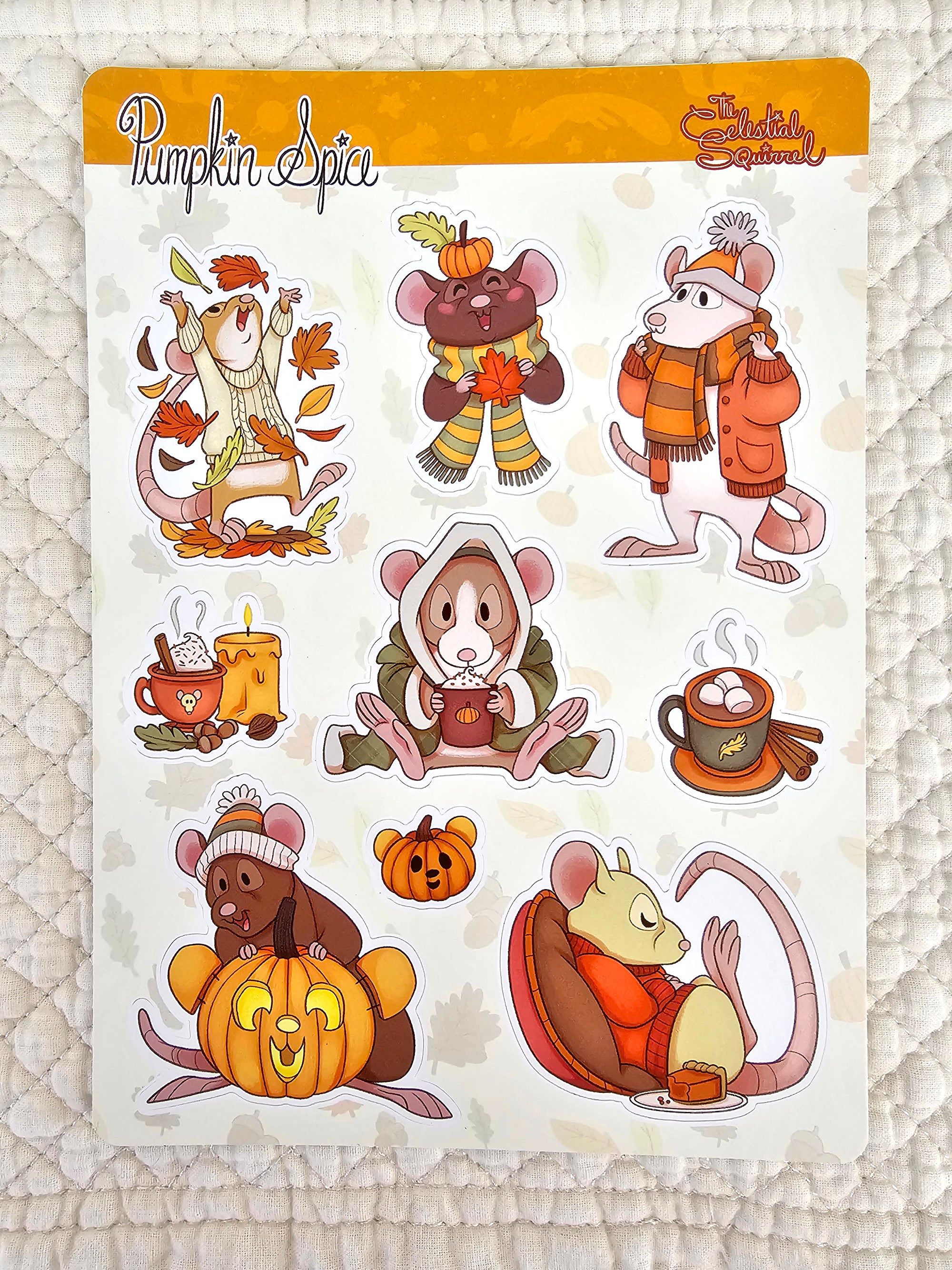 Pumpkin Spice Rats Vinyl Sticker Sheet