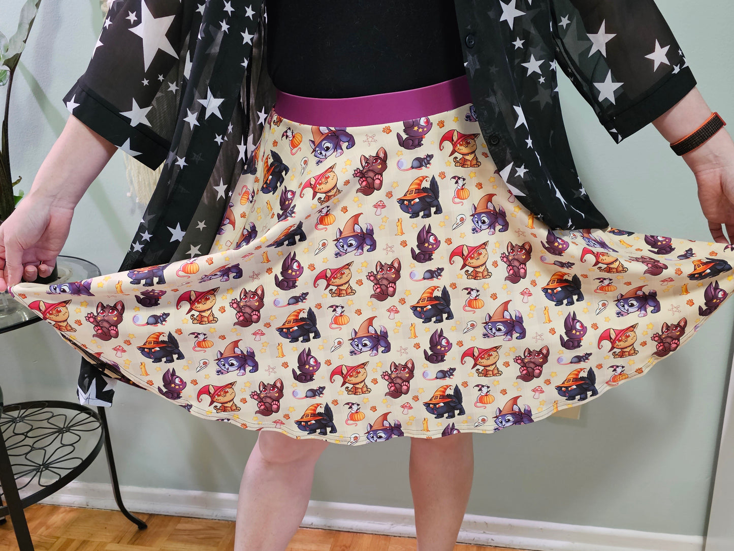Witchy Kittens All-Over Print Skater Skirt