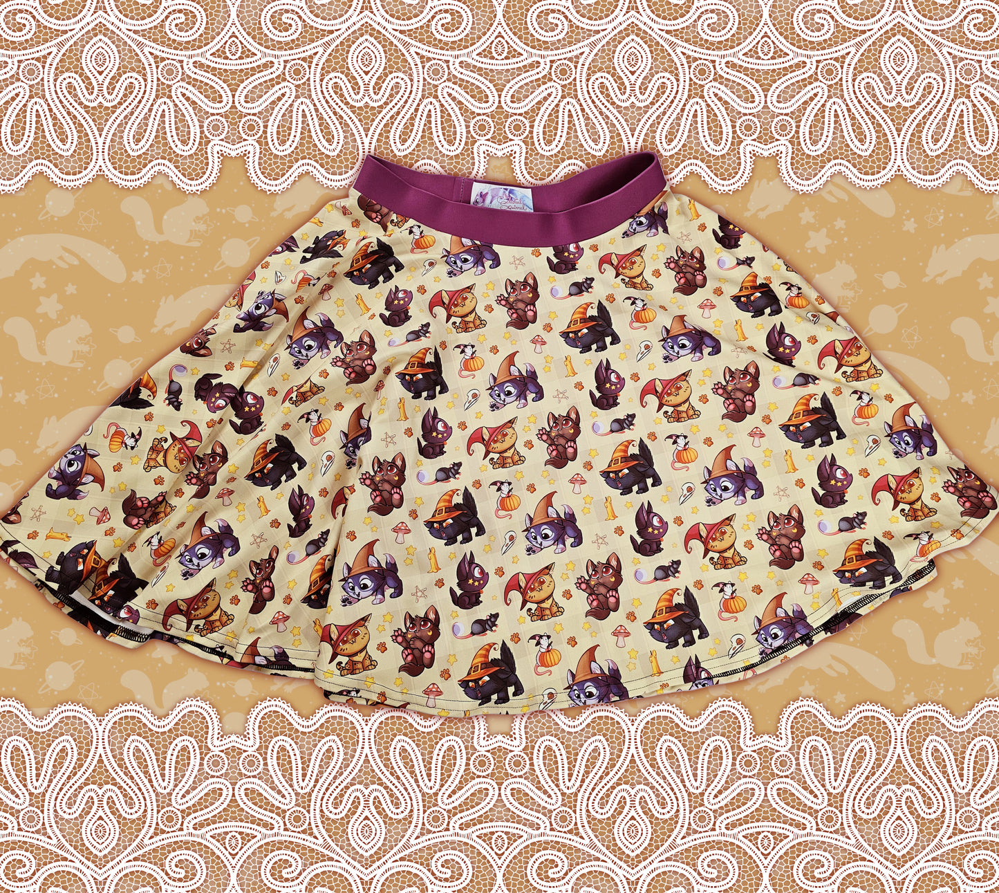 Witchy Kittens All-Over Print Skater Skirt