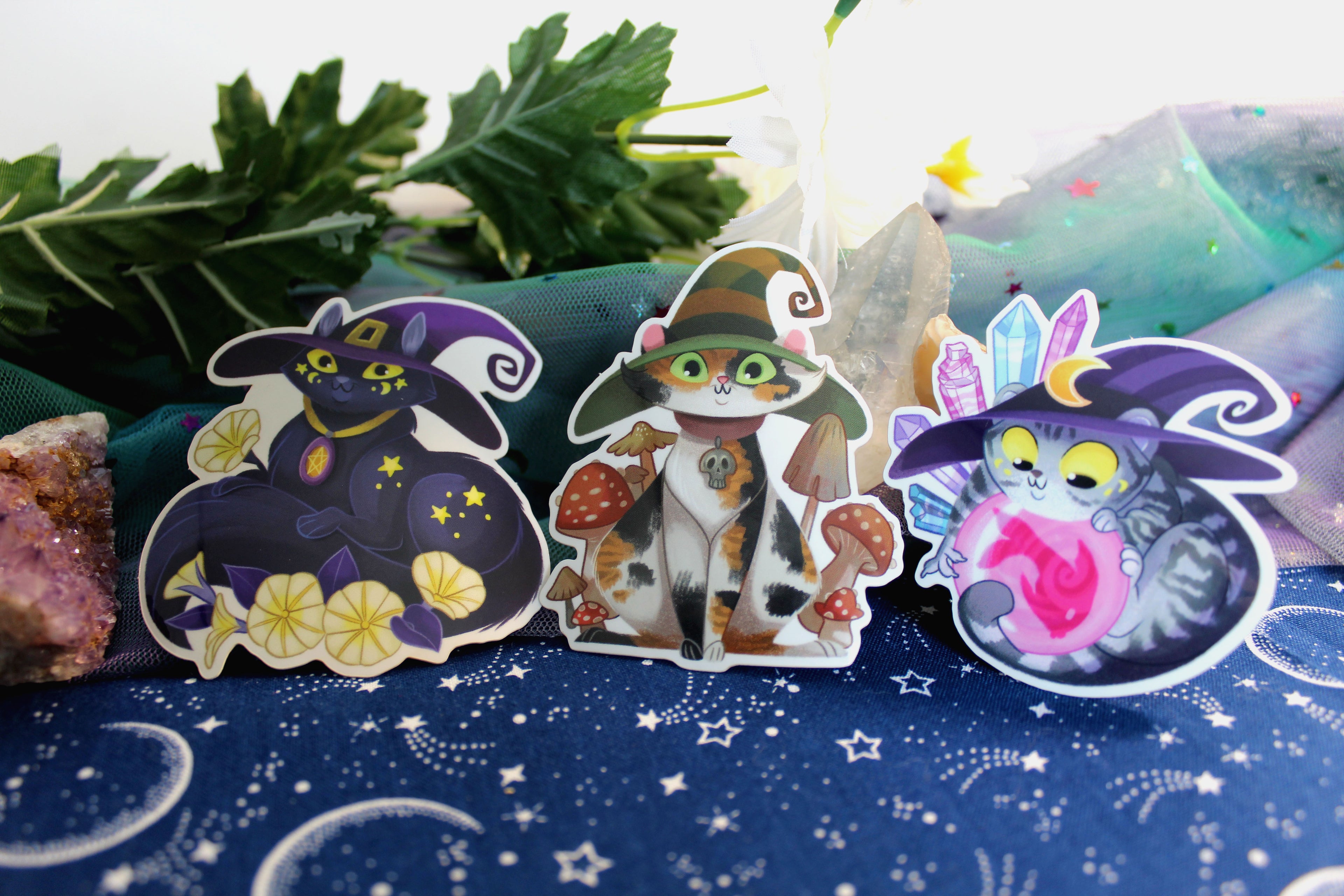 Witch Kitty Glossy Vinyl Sickers