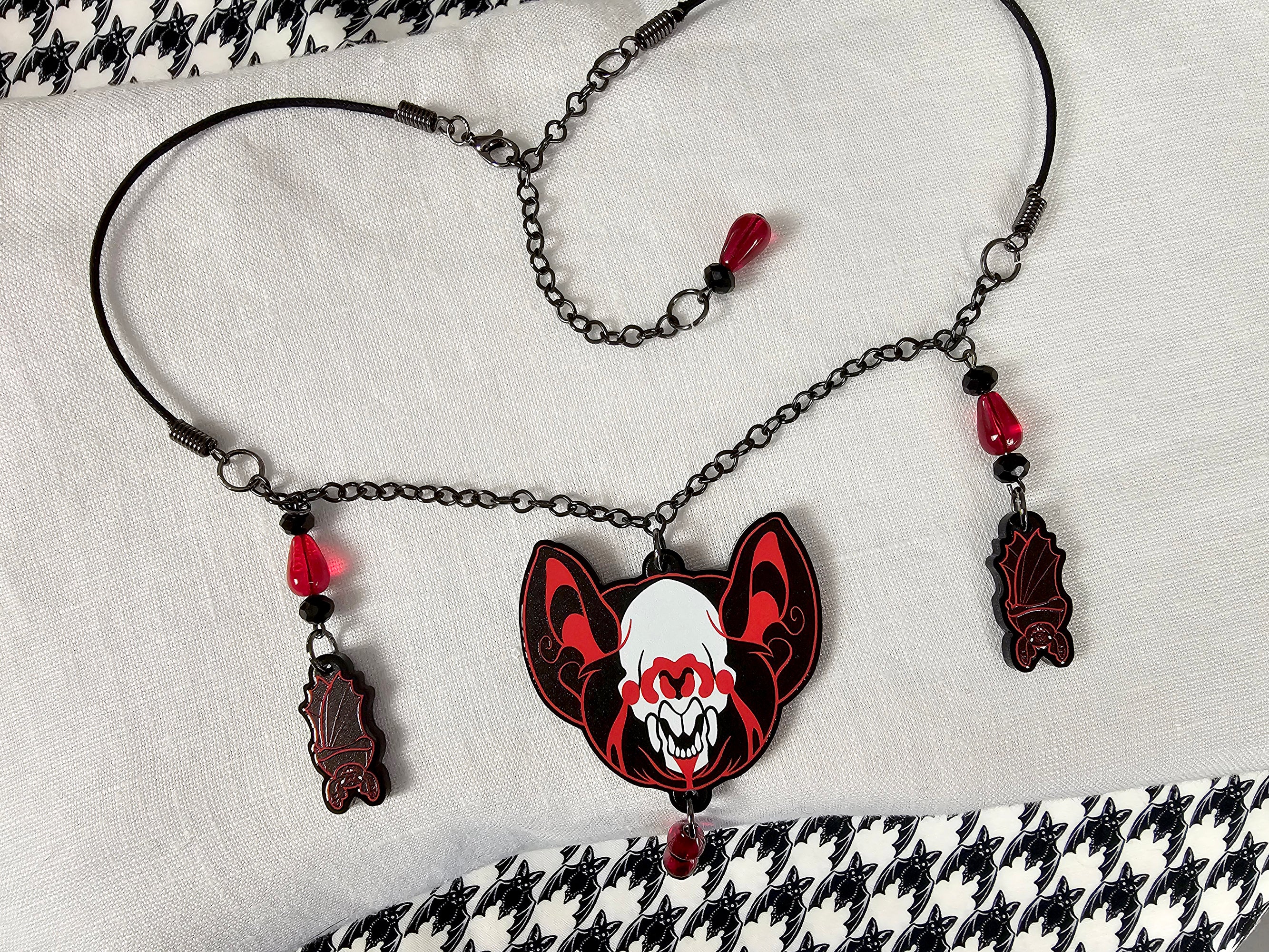 Vampire Bat Gothic Blood Drop Necklace
