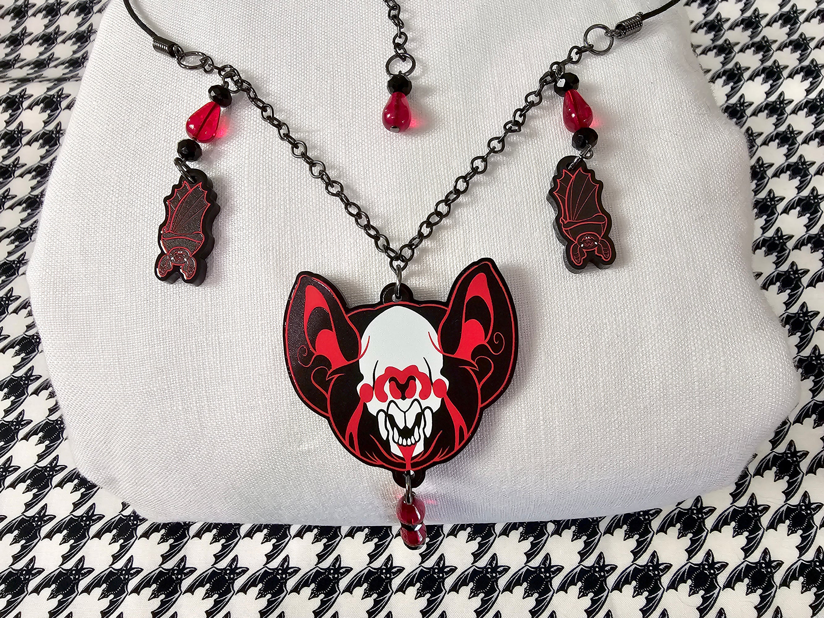 Vampire Bat Gothic Blood Drop Necklace