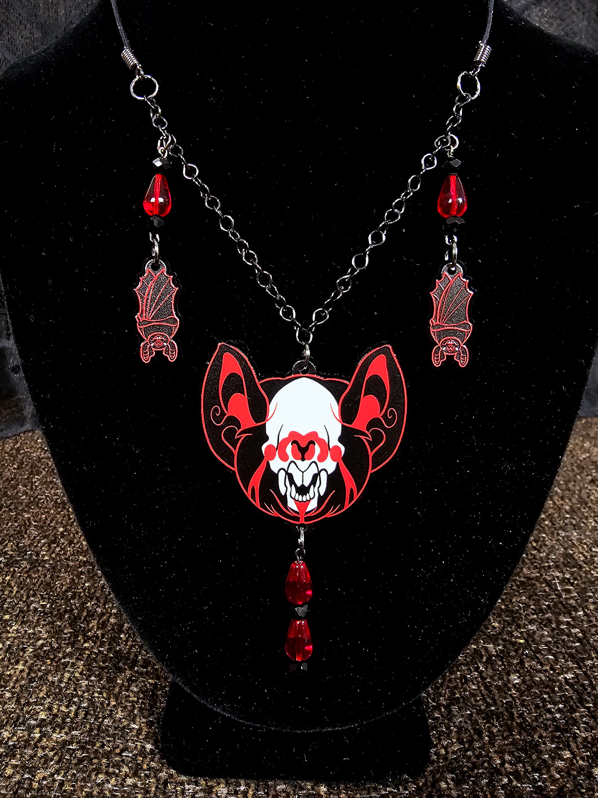 Vampire Bat Gothic Blood Drop Necklace