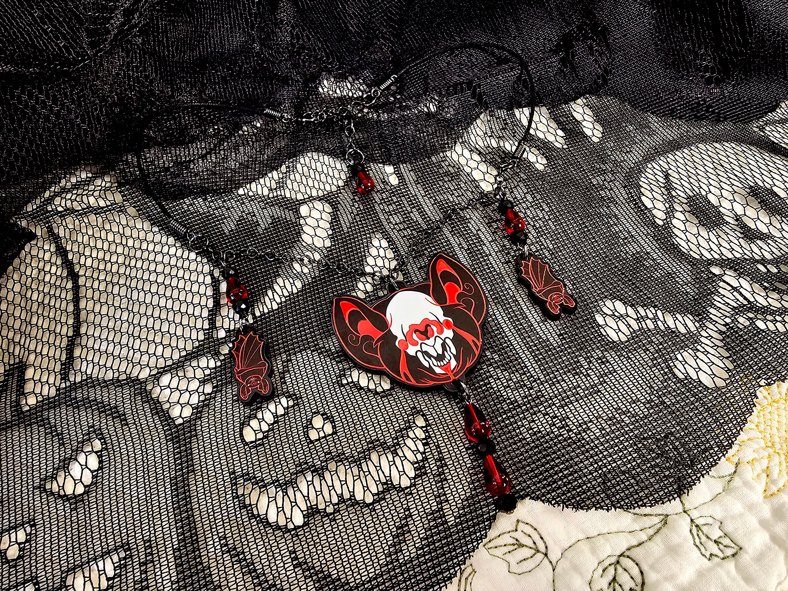 Vampire Bat Gothic Blood Drop Necklace