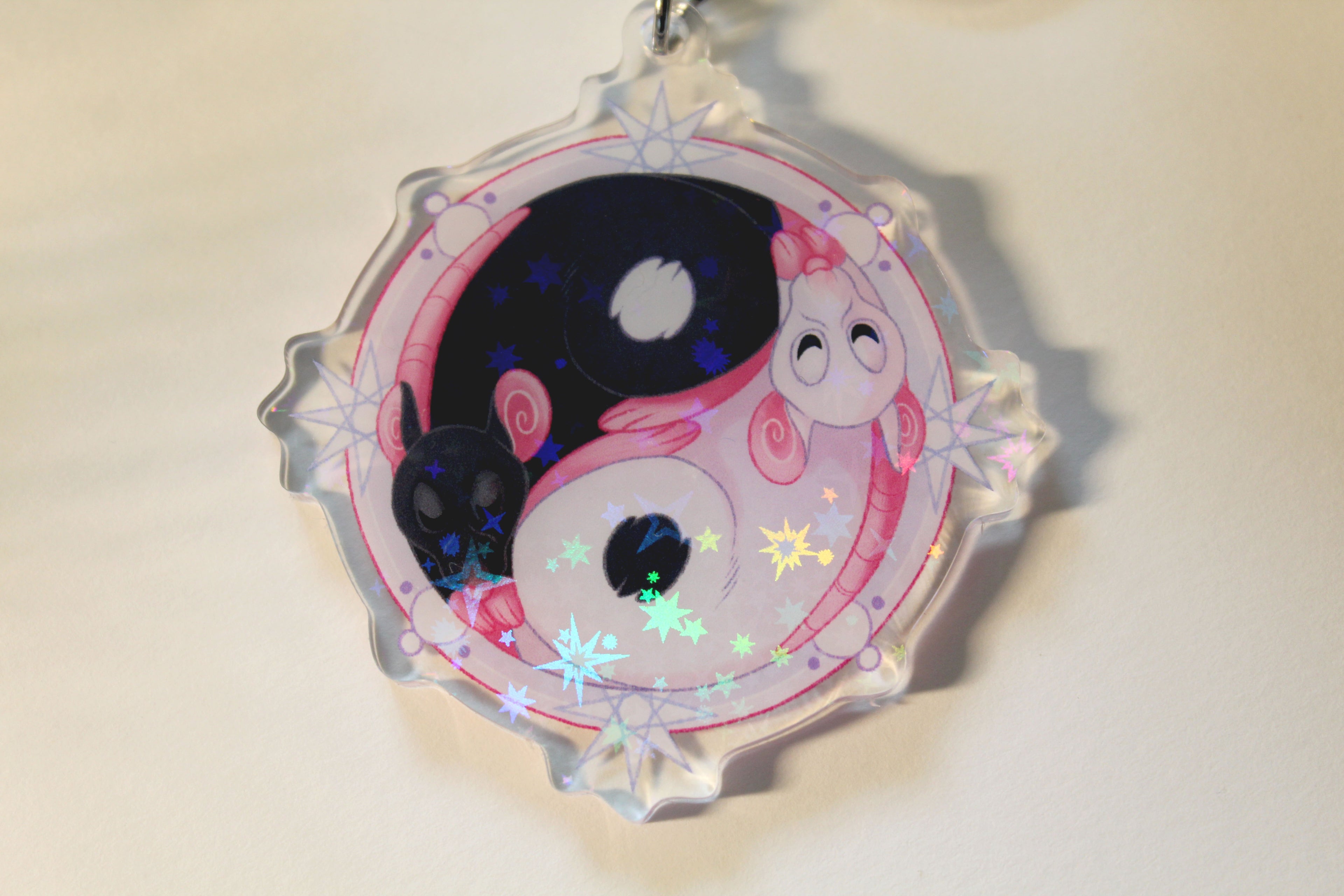 Yin Yang Rats Holographic Double-Sided Acrylic Keycharm