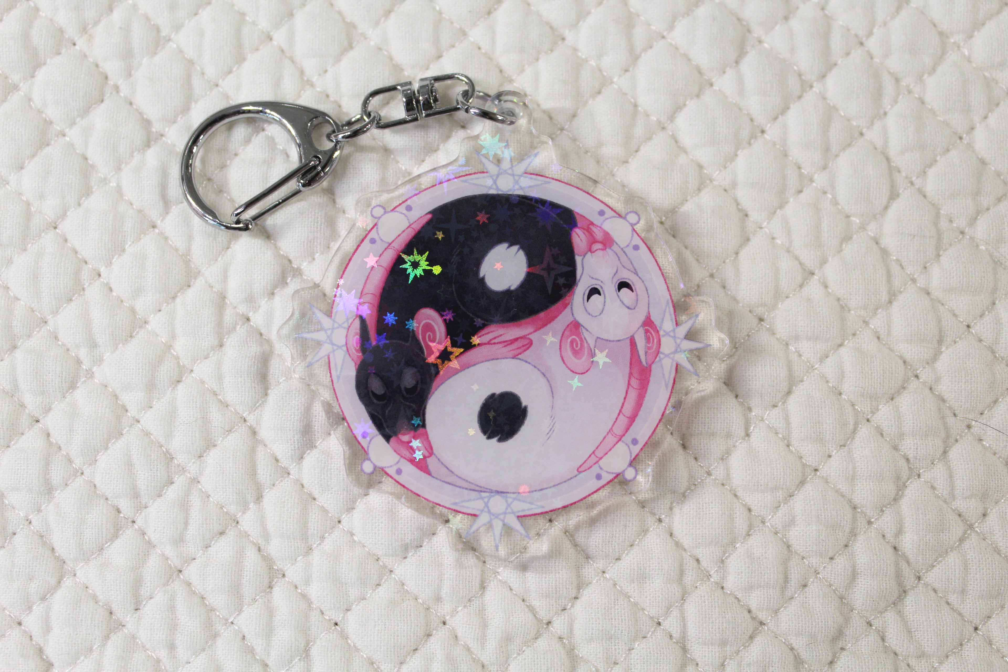 Yin Yang Rats Holographic Double-Sided Acrylic Keycharm