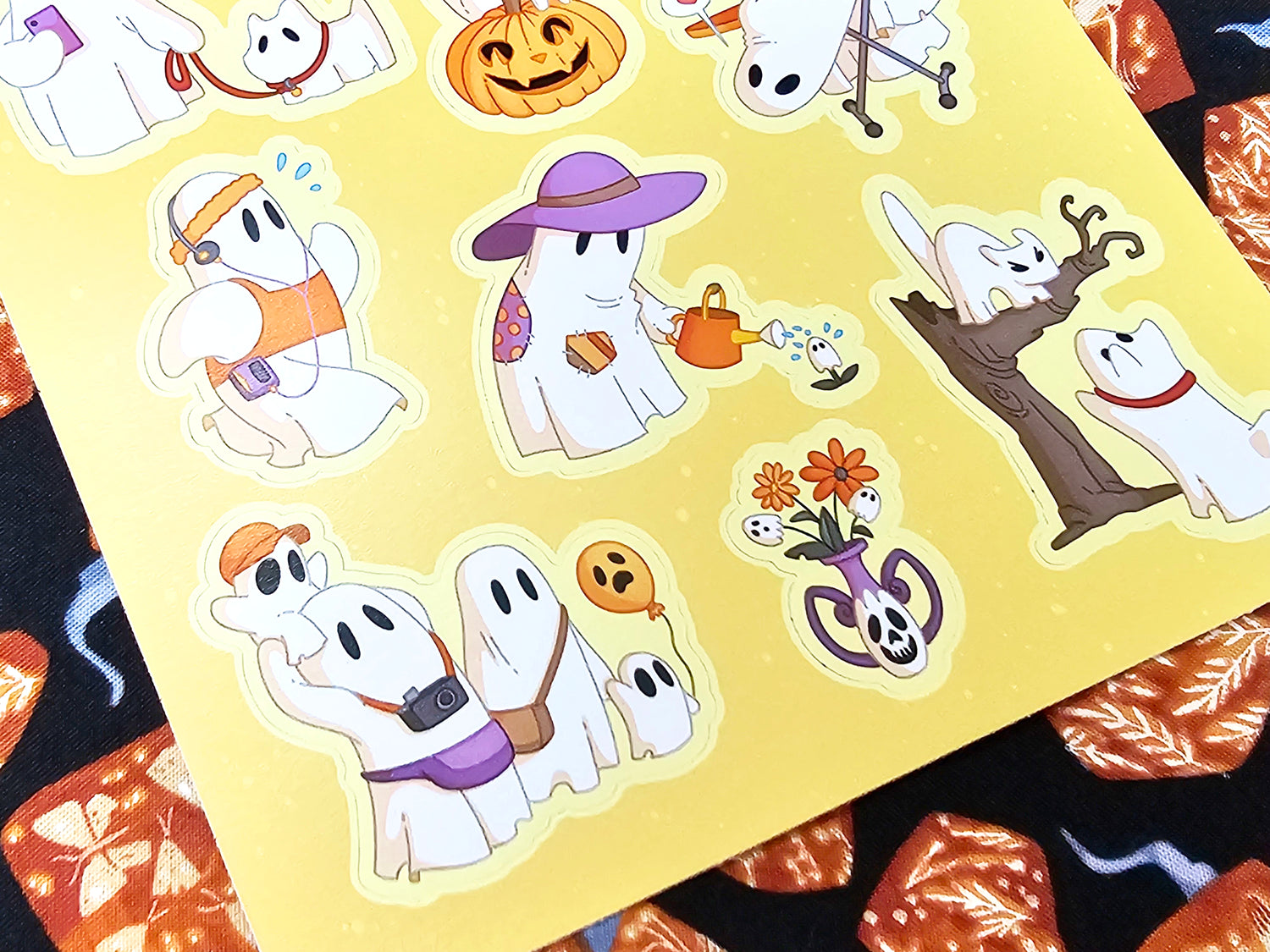 Sheet Ghosts Vinyl Sticker Sheet - Busy Boos Cute Cartoon Halloween Stickers