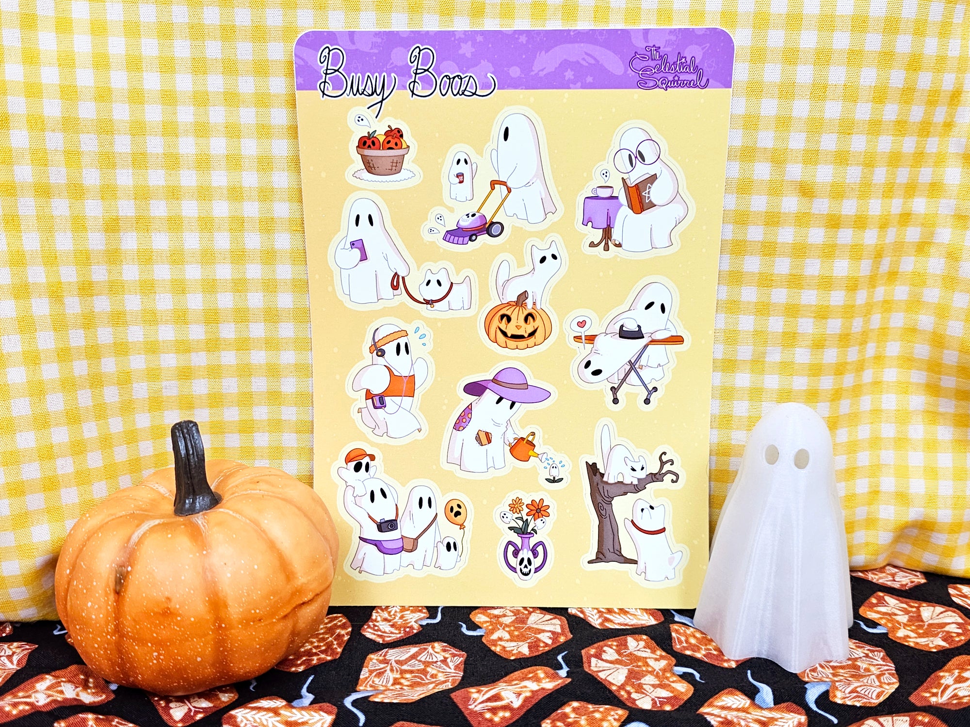 Sheet Ghosts Vinyl Sticker Sheet - Busy Boos Cute Cartoon Halloween Stickers