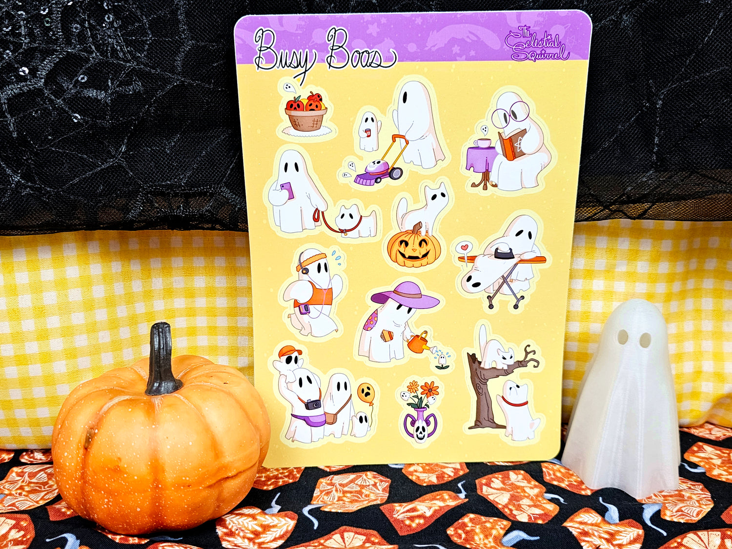 Sheet Ghosts Vinyl Sticker Sheet - Busy Boos Cute Cartoon Halloween Stickers