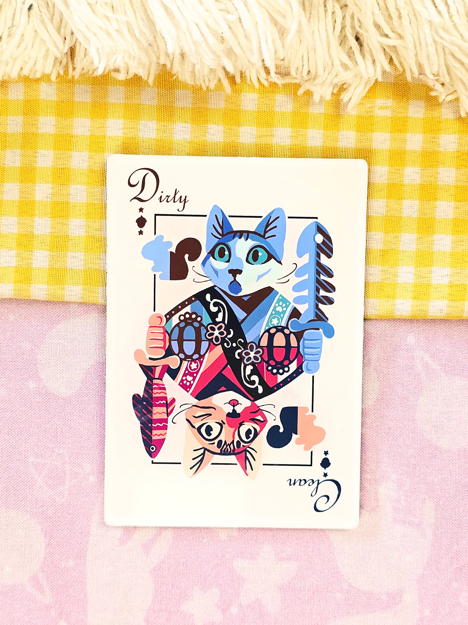 Clean/Dirty Dishwasher Magnet - Acrylic Playing Card Cats Kitchen Décor