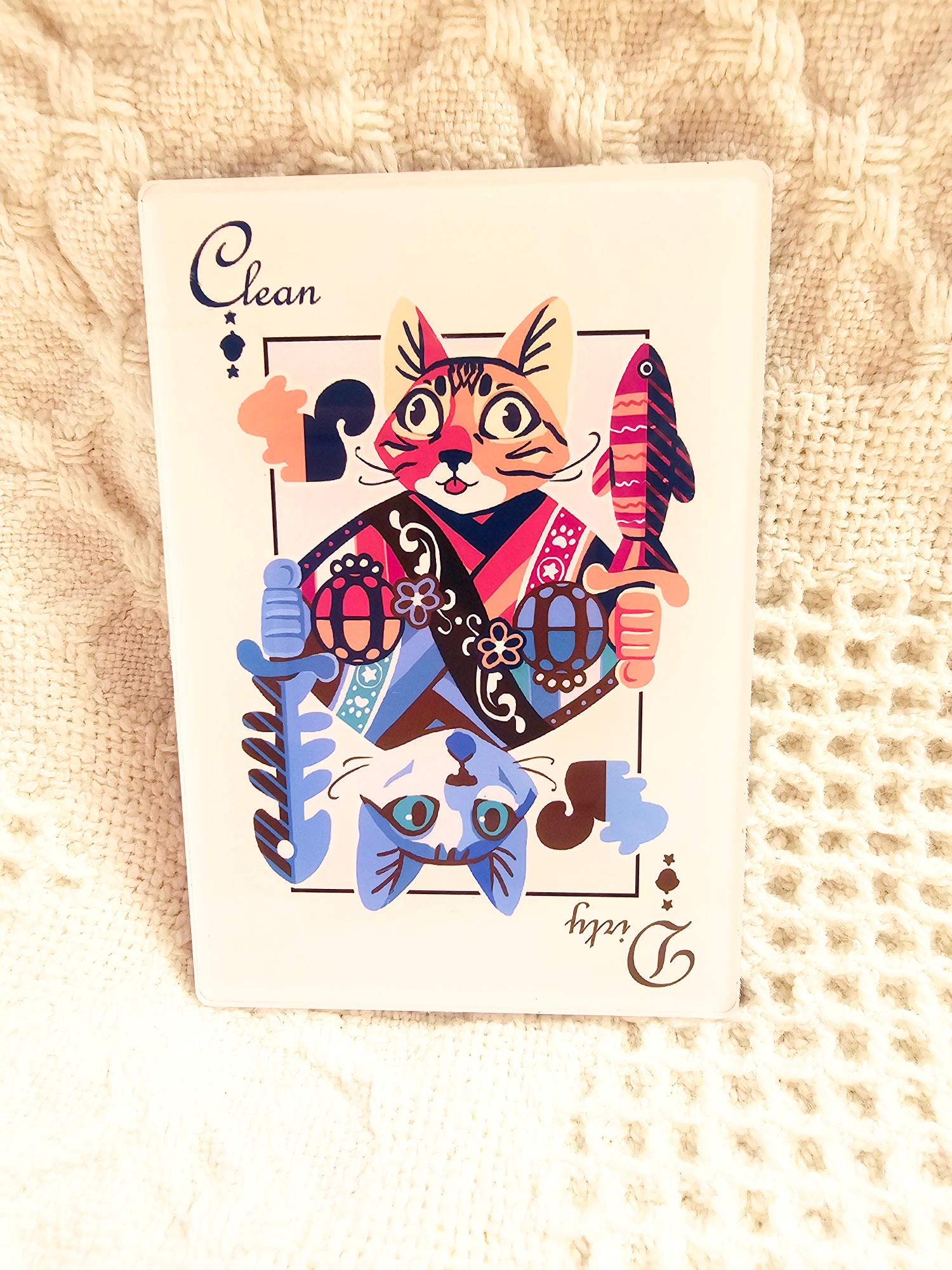 Clean/Dirty Dishwasher Magnet - Acrylic Playing Card Cats Kitchen Décor