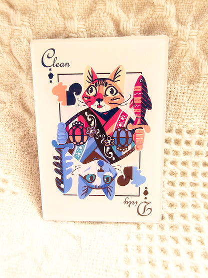 Clean/Dirty Dishwasher Magnet - Acrylic Playing Card Cats Kitchen Décor