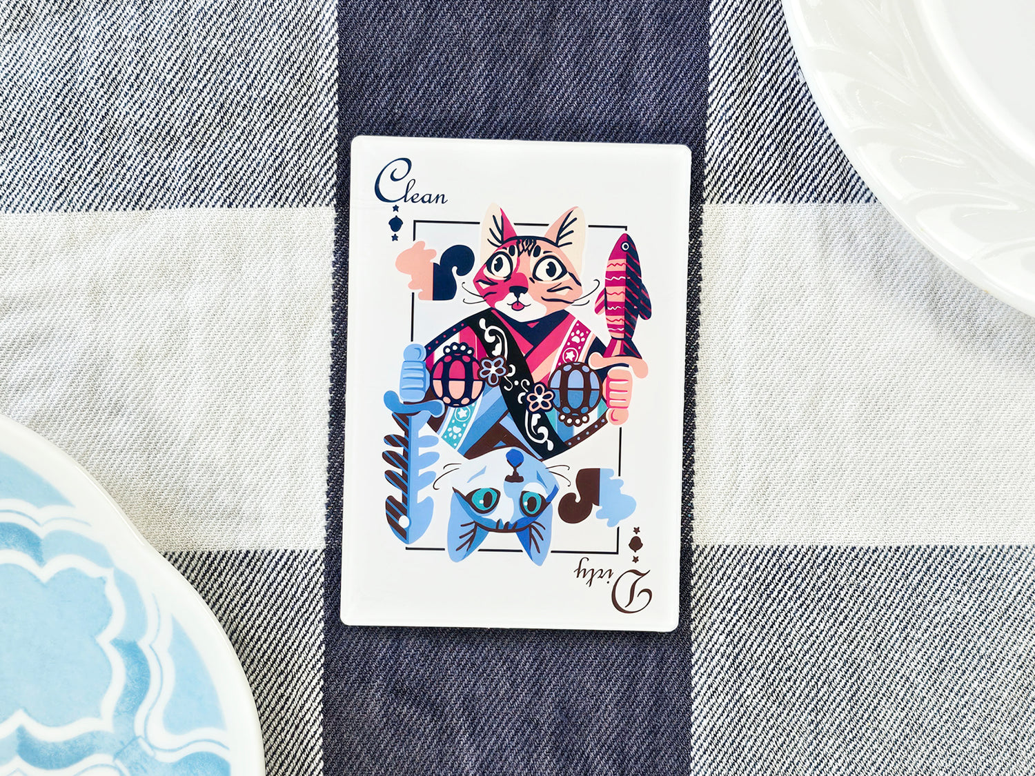 Clean/Dirty Dishwasher Magnet - Acrylic Playing Card Cats Kitchen Décor