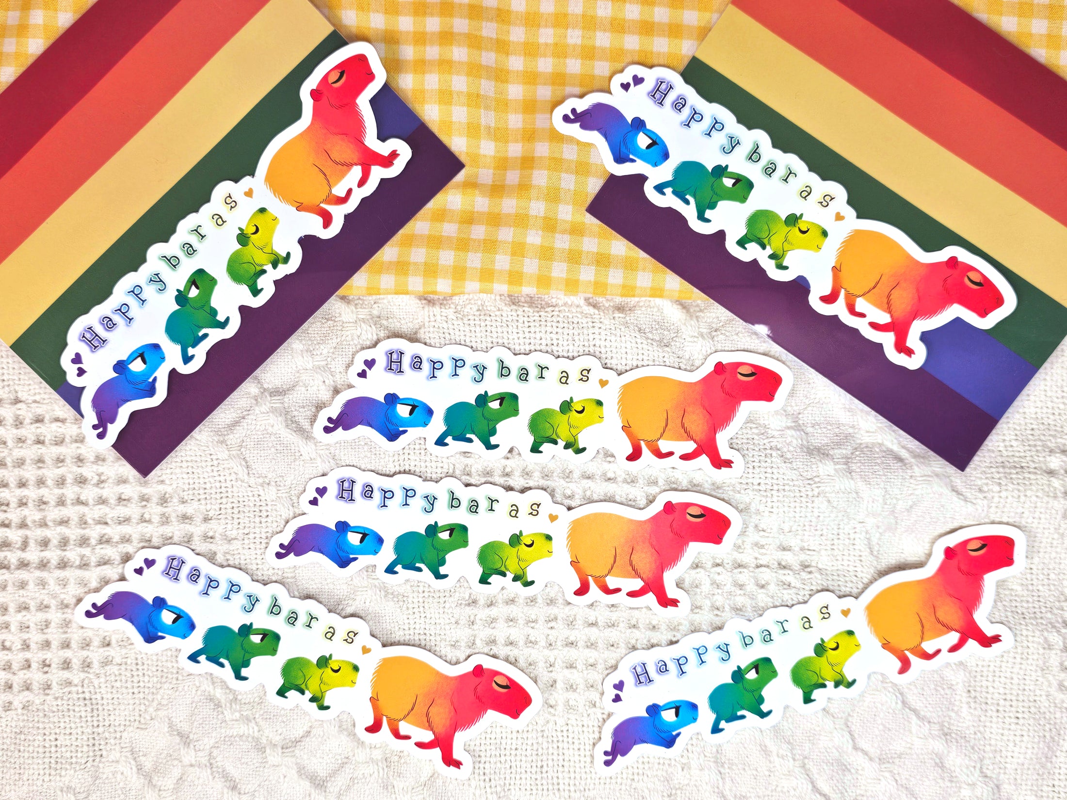 Happybaras Rainbow Vinyl Sticker, LGBTQ Pride Capybara Family