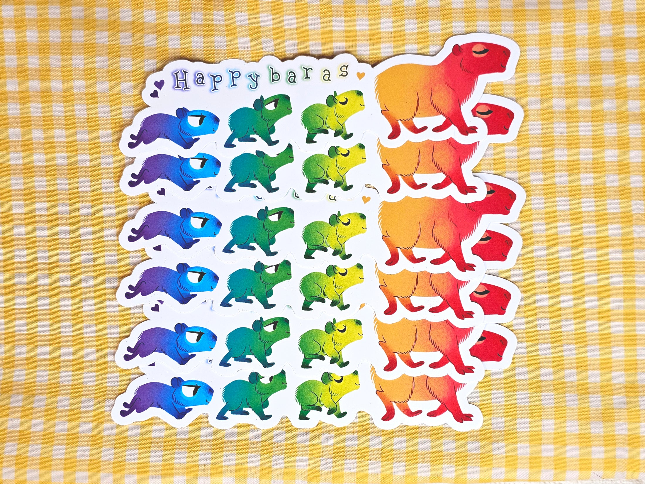 Happybaras Rainbow Vinyl Sticker, LGBTQ Pride Capybara Family