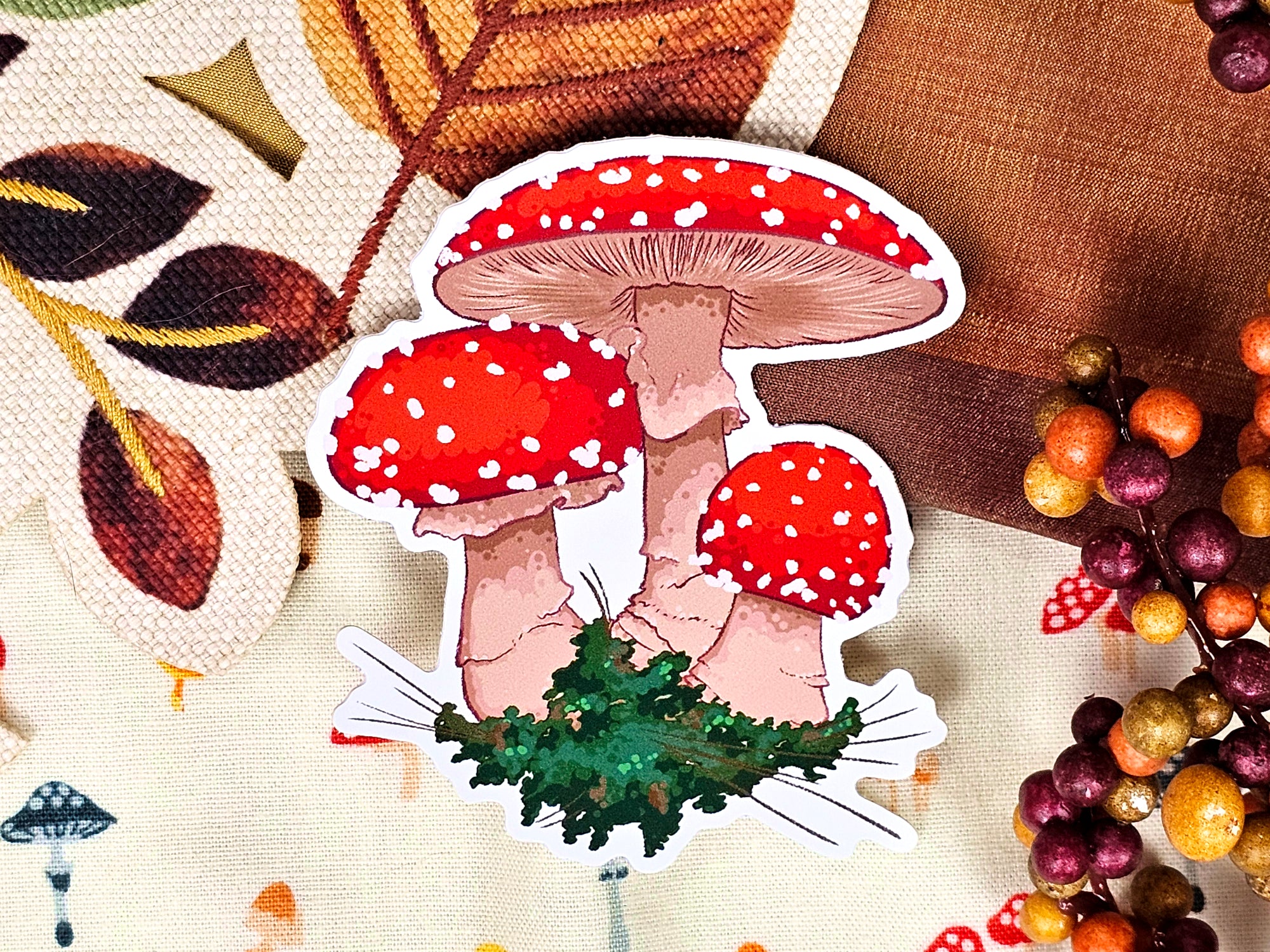 Fly Amanita Mushrooms - Cute Vinyl Sticker