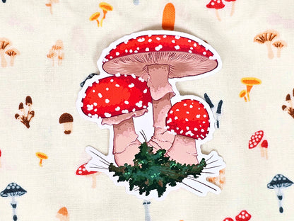 Fly Amanita Mushrooms - Cute Vinyl Sticker