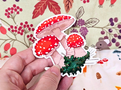 Fly Amanita Mushrooms - Cute Vinyl Sticker