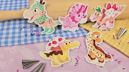 Dessert Dinosaurs - 5 Sugary Sweet Prehistoric Vinyl Stickers