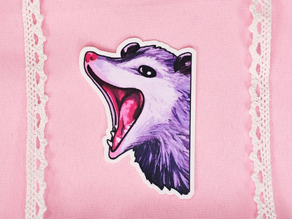 Rainbow Posse - Trio of Cute Opossum Vinyl Stickers - Purple, Green, and Red