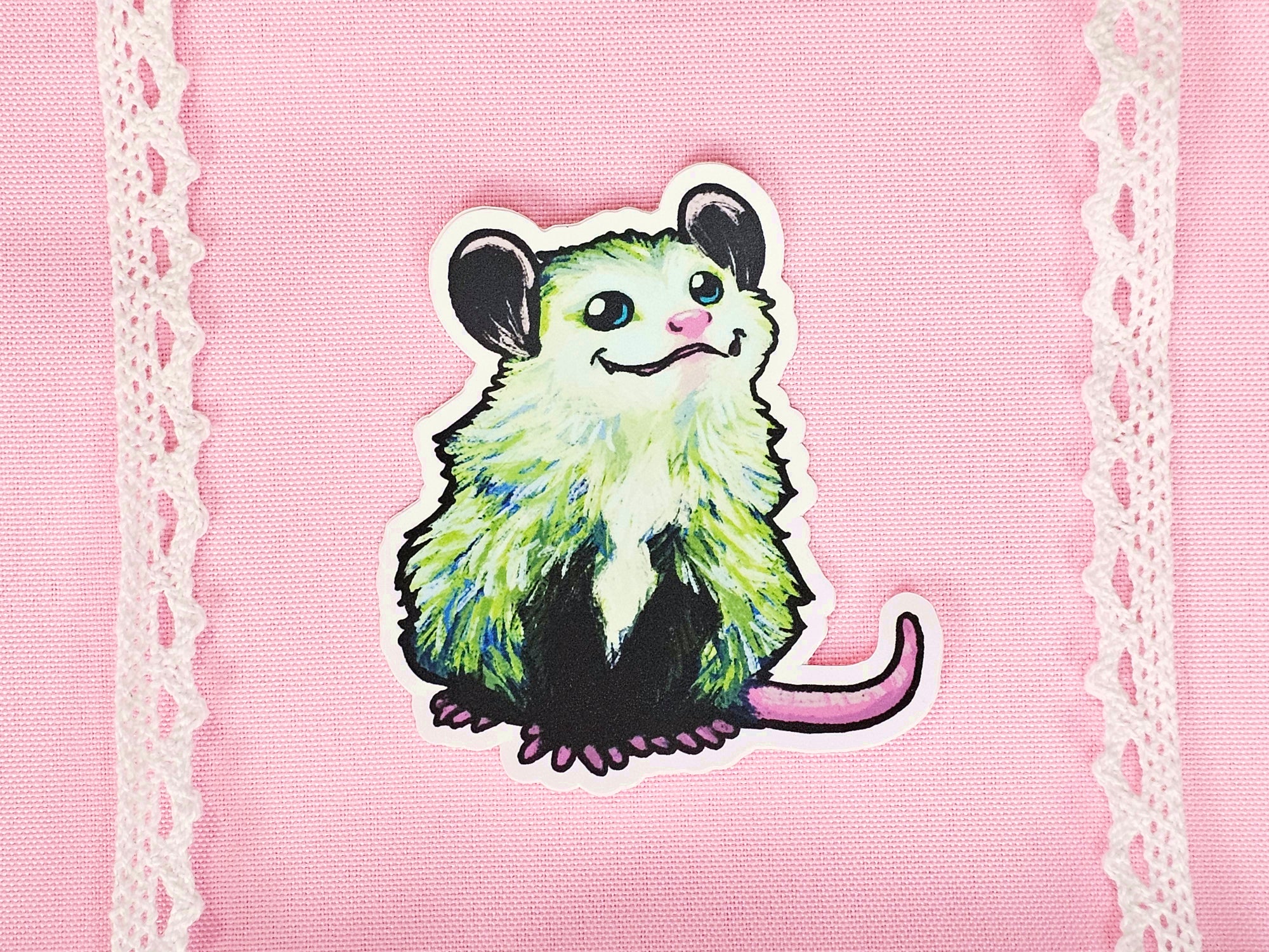 Rainbow Posse - Trio of Cute Opossum Vinyl Stickers - Purple, Green, and Red