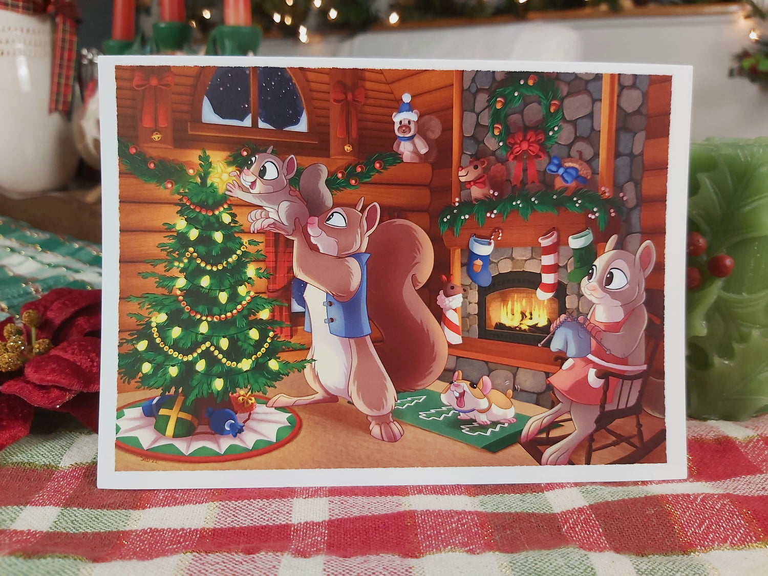 Squirrel Family Christmas 5x7 Holiday Greeting Card