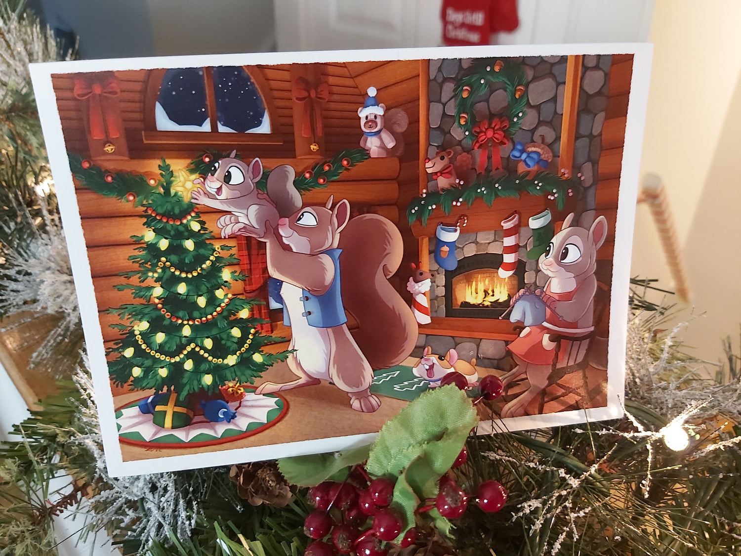 Squirrel Family Christmas 5x7 Holiday Greeting Card