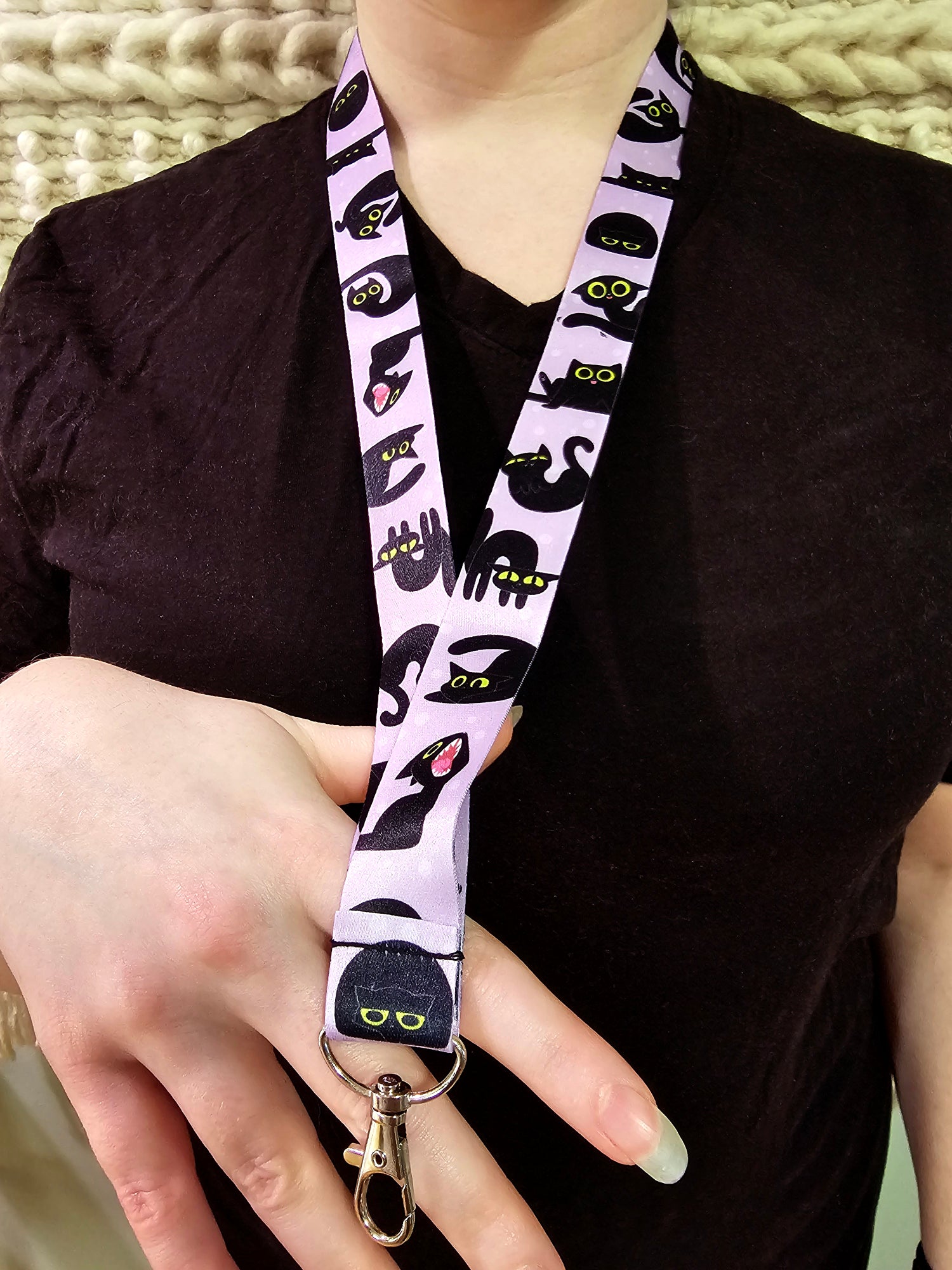 Void Cat Lanyard - Cute Black Cat Badge Holder