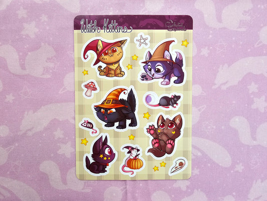 Witch Kittens Vinyl Sticker Sheet
