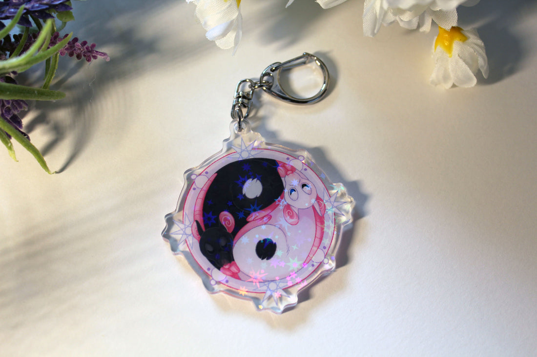 Yin Yang Rats Holographic Double-Sided Acrylic Keycharm