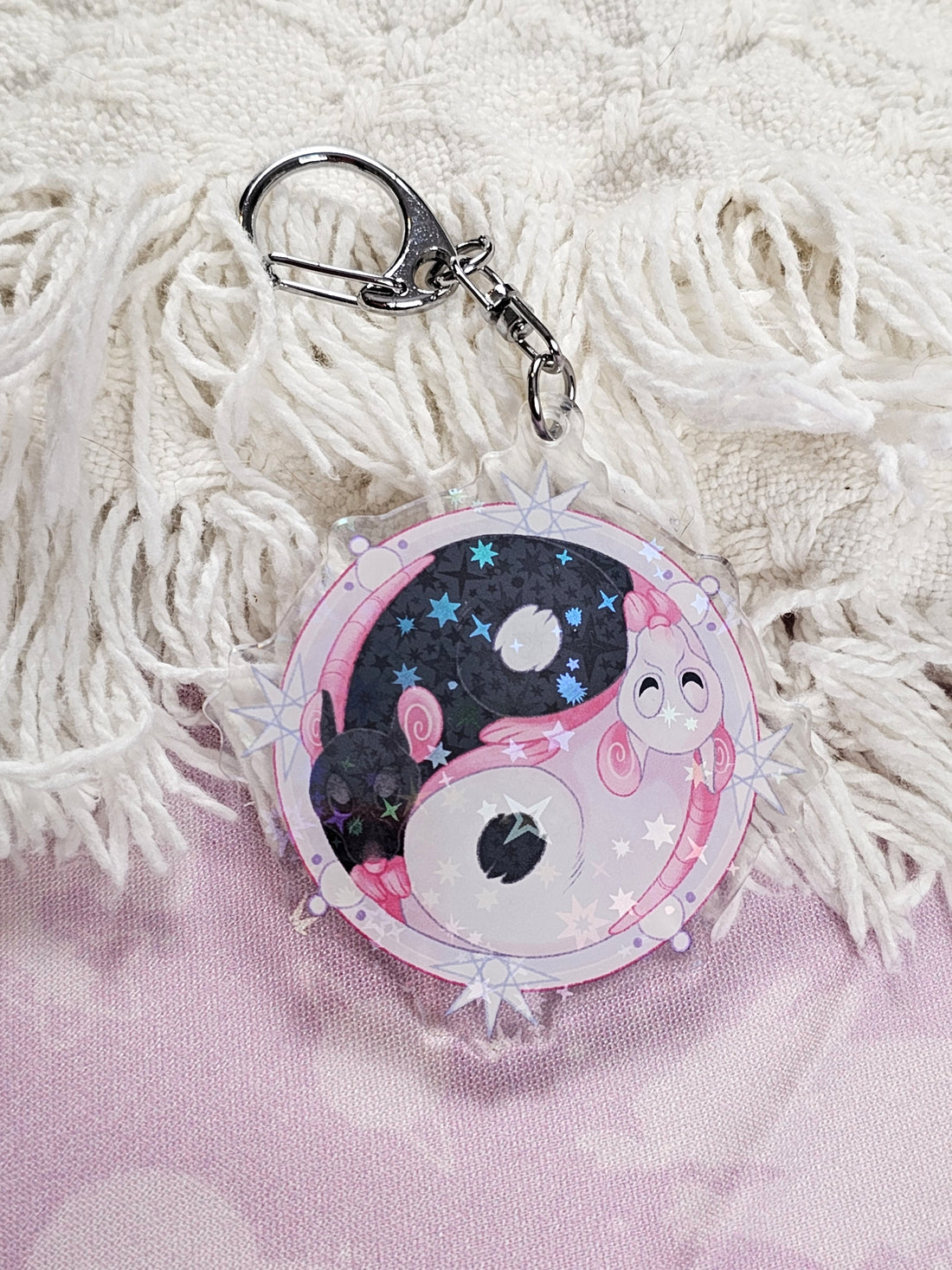 Yin Yang Rats Holographic Double-Sided Acrylic Keycharm